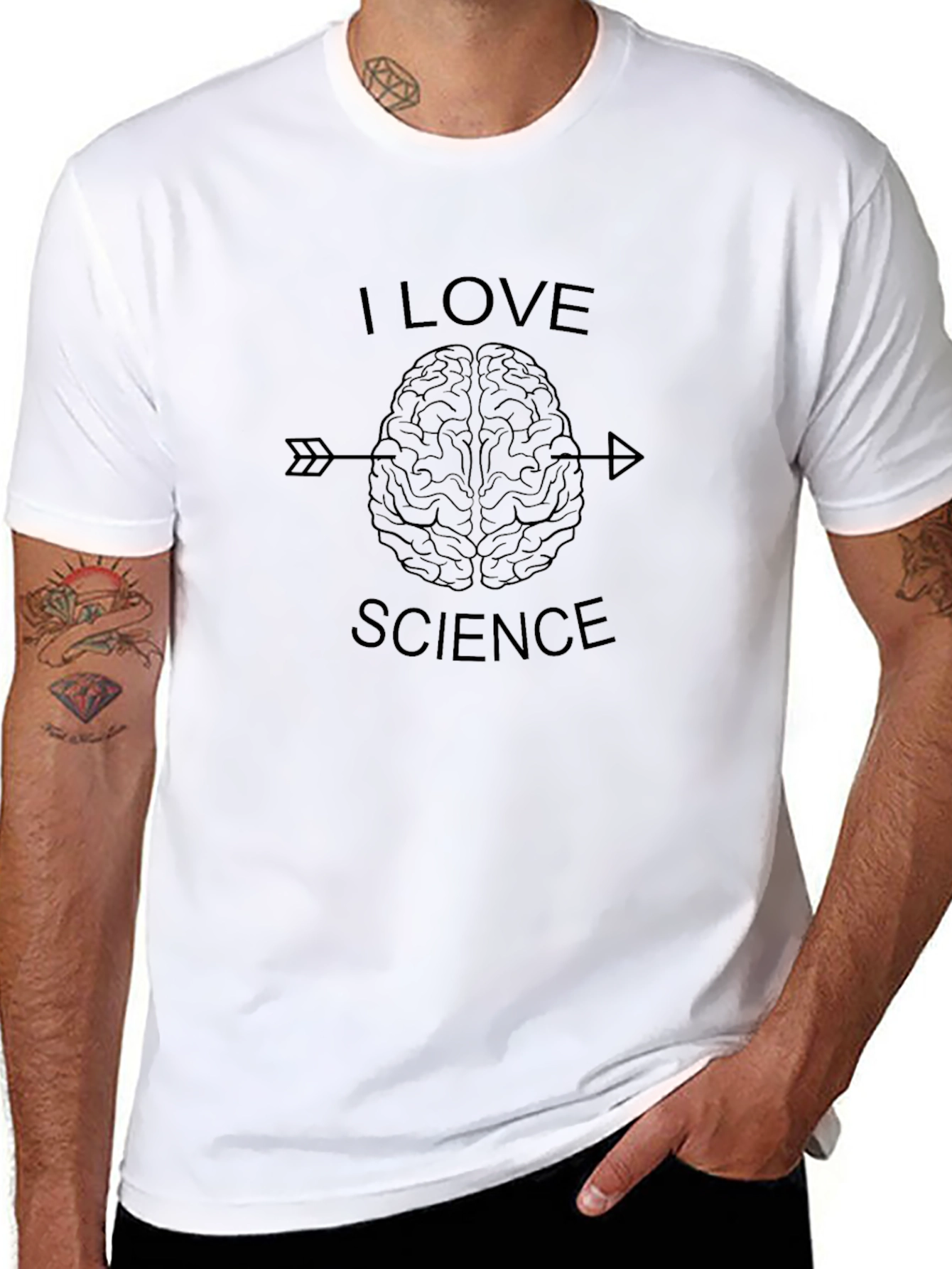 I Love Science Brain Arrow Black T-Shirt