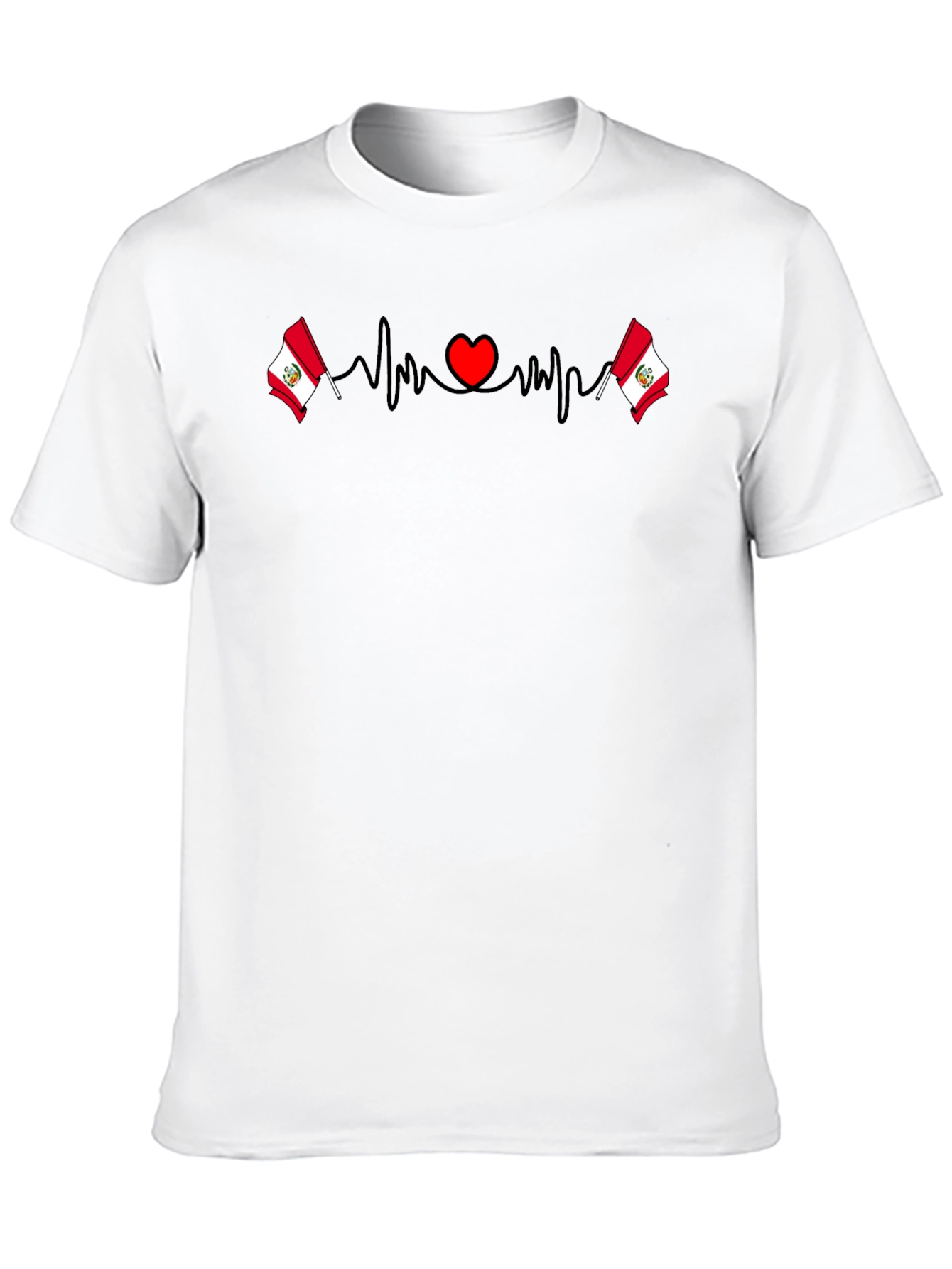 Peru Flag Heartbeat T-Shirt
