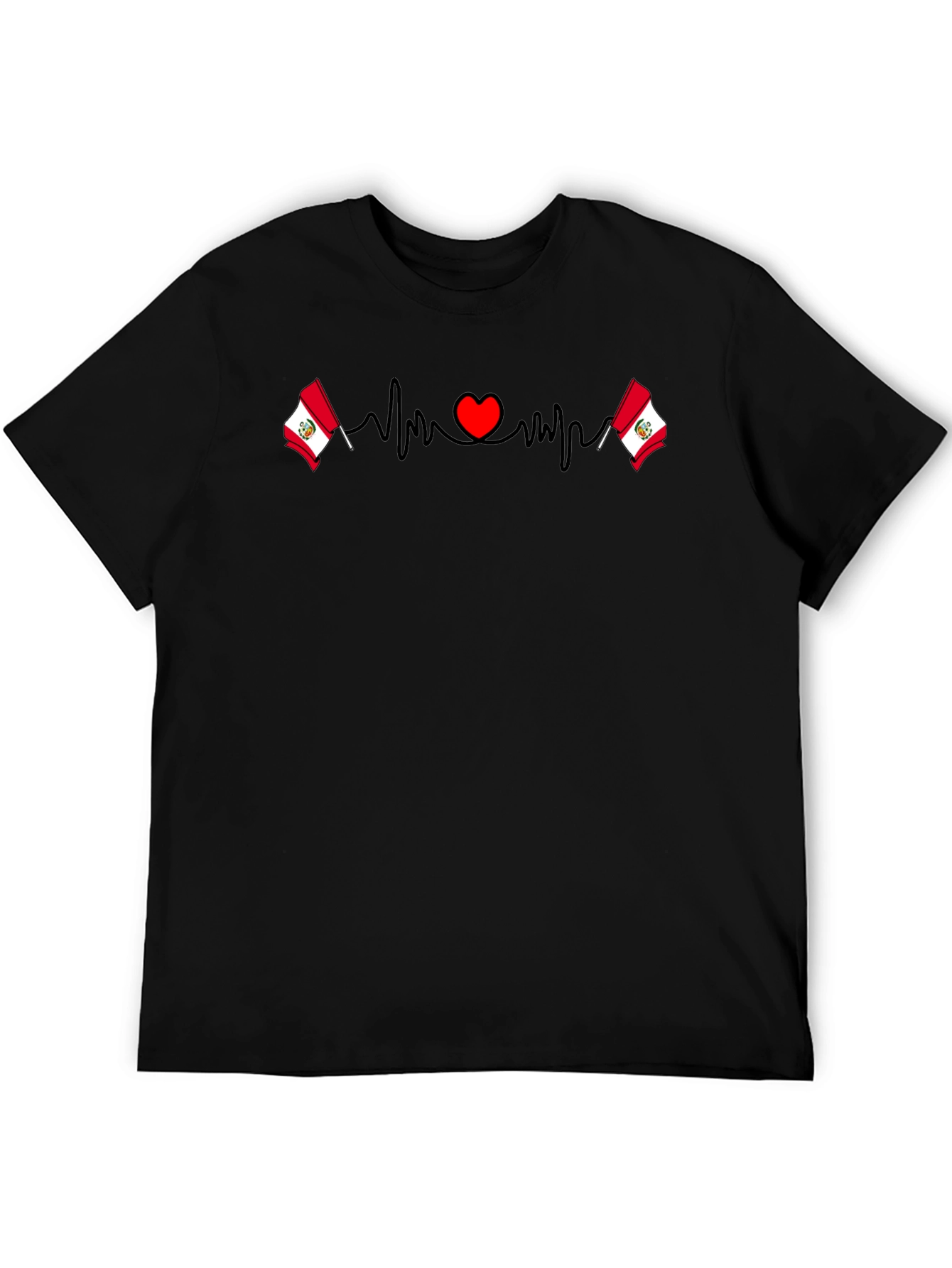 Peru Flag Heartbeat T-Shirt