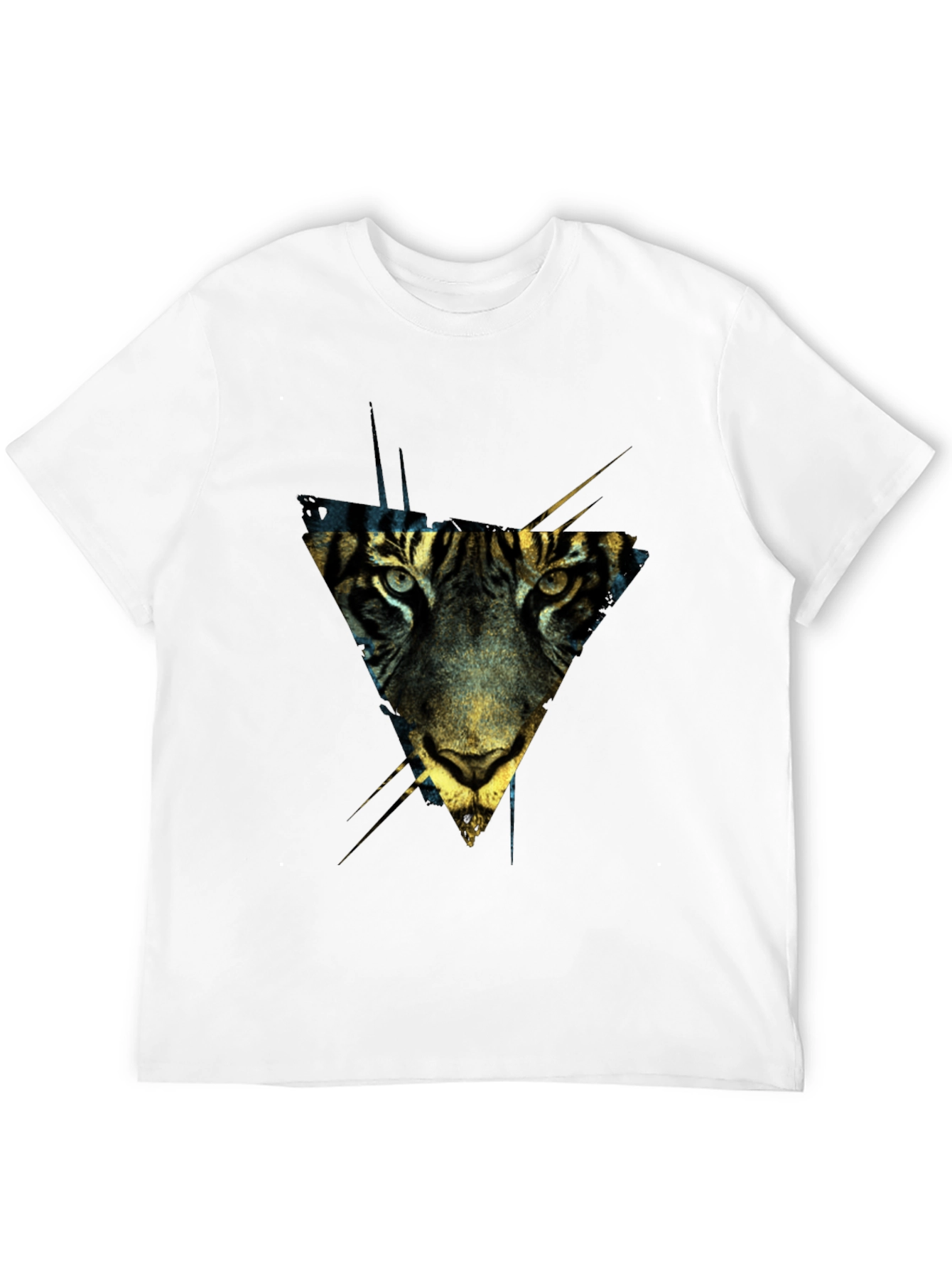 Geometric Tiger Print Black T-Shirt
