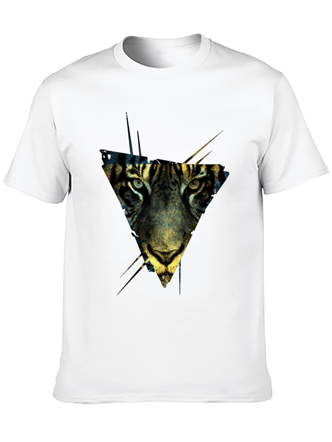Geometric Tiger Print Black T-Shirt