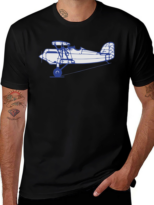 Vintage Biplane Graphic Tee - Black