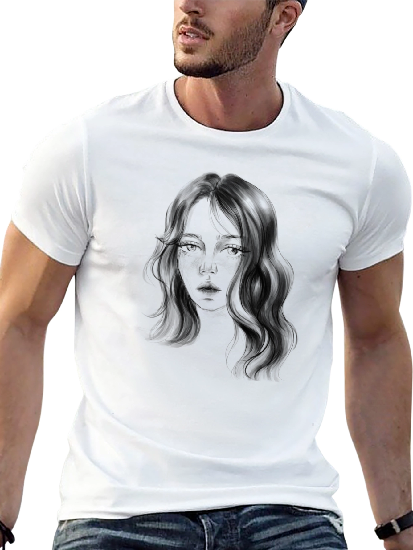 Womens Portrait Graphic Black T-Shirt