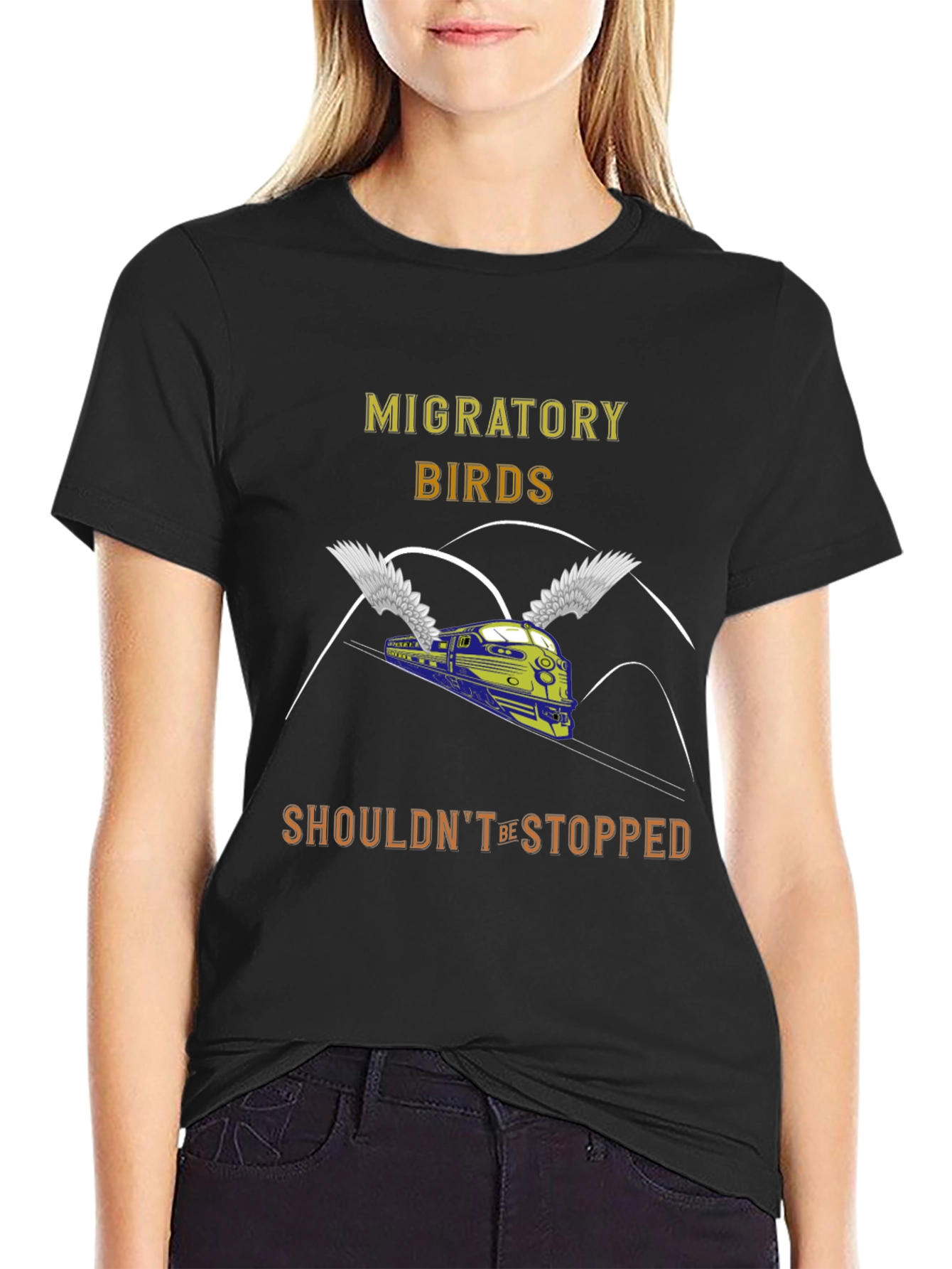 Migratory Birds Train Graphic T-Shirt