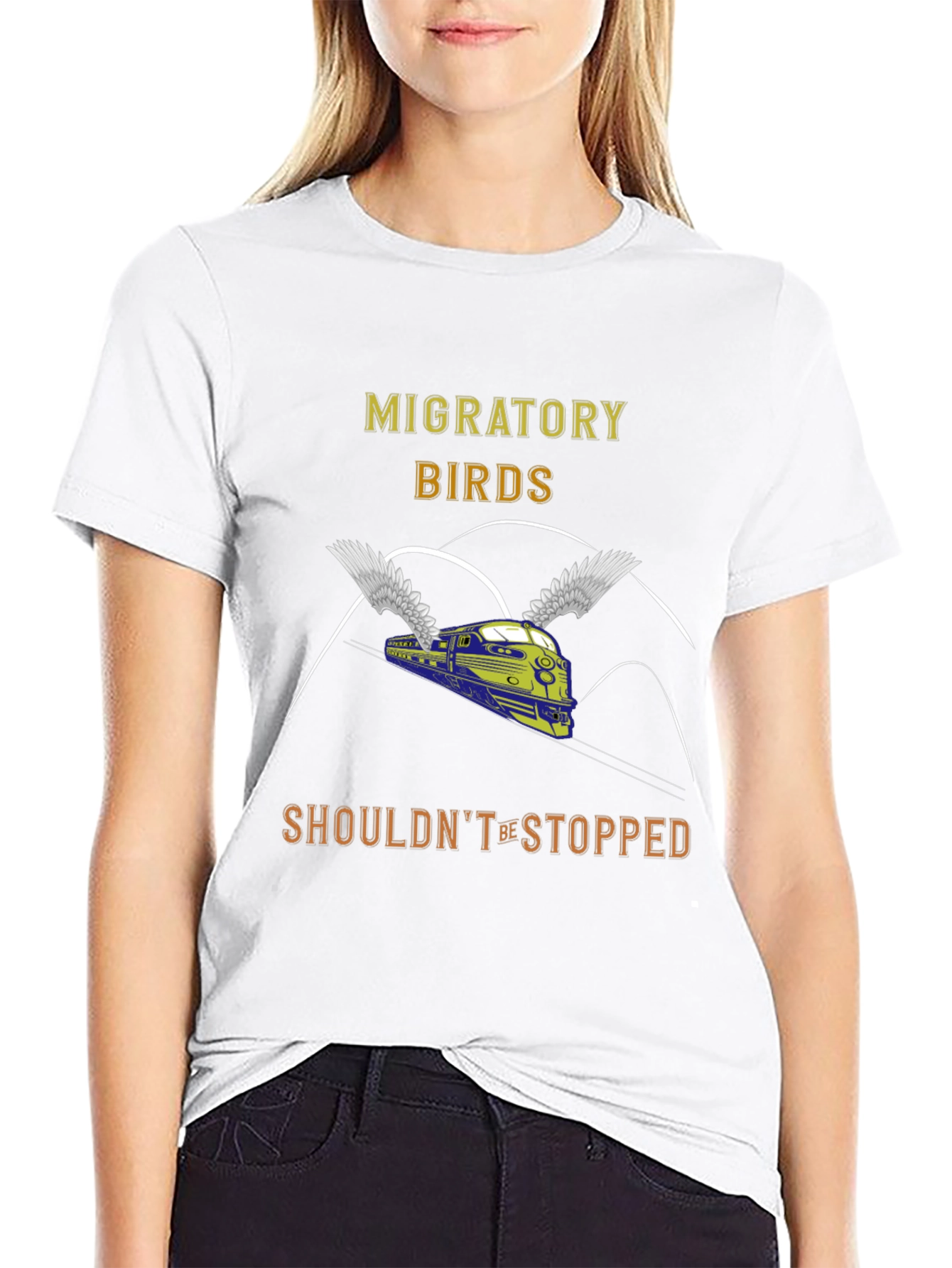 Migratory Birds Train Graphic T-Shirt