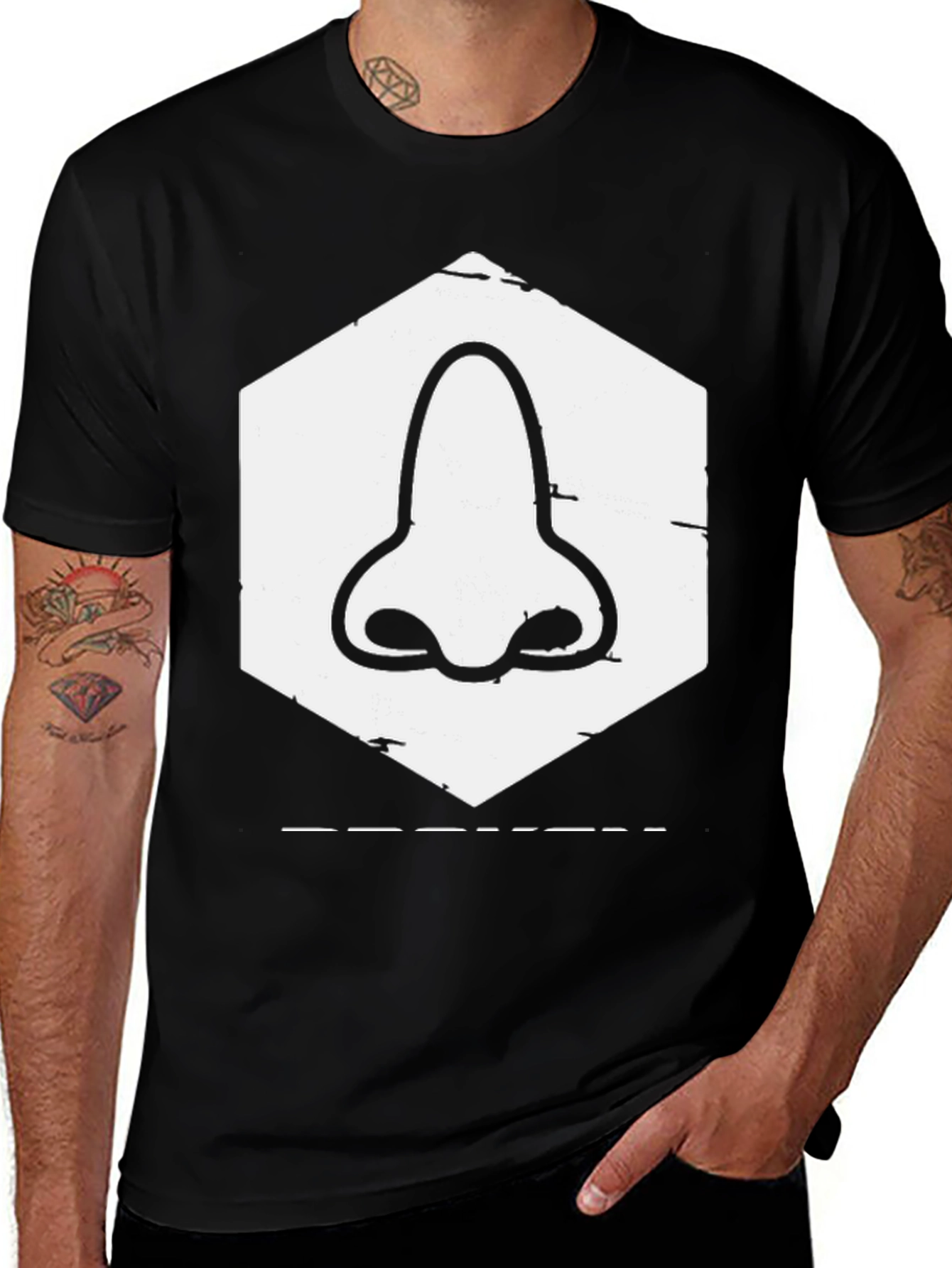 Nose Graphic Tee - Black Casual T-Shirt