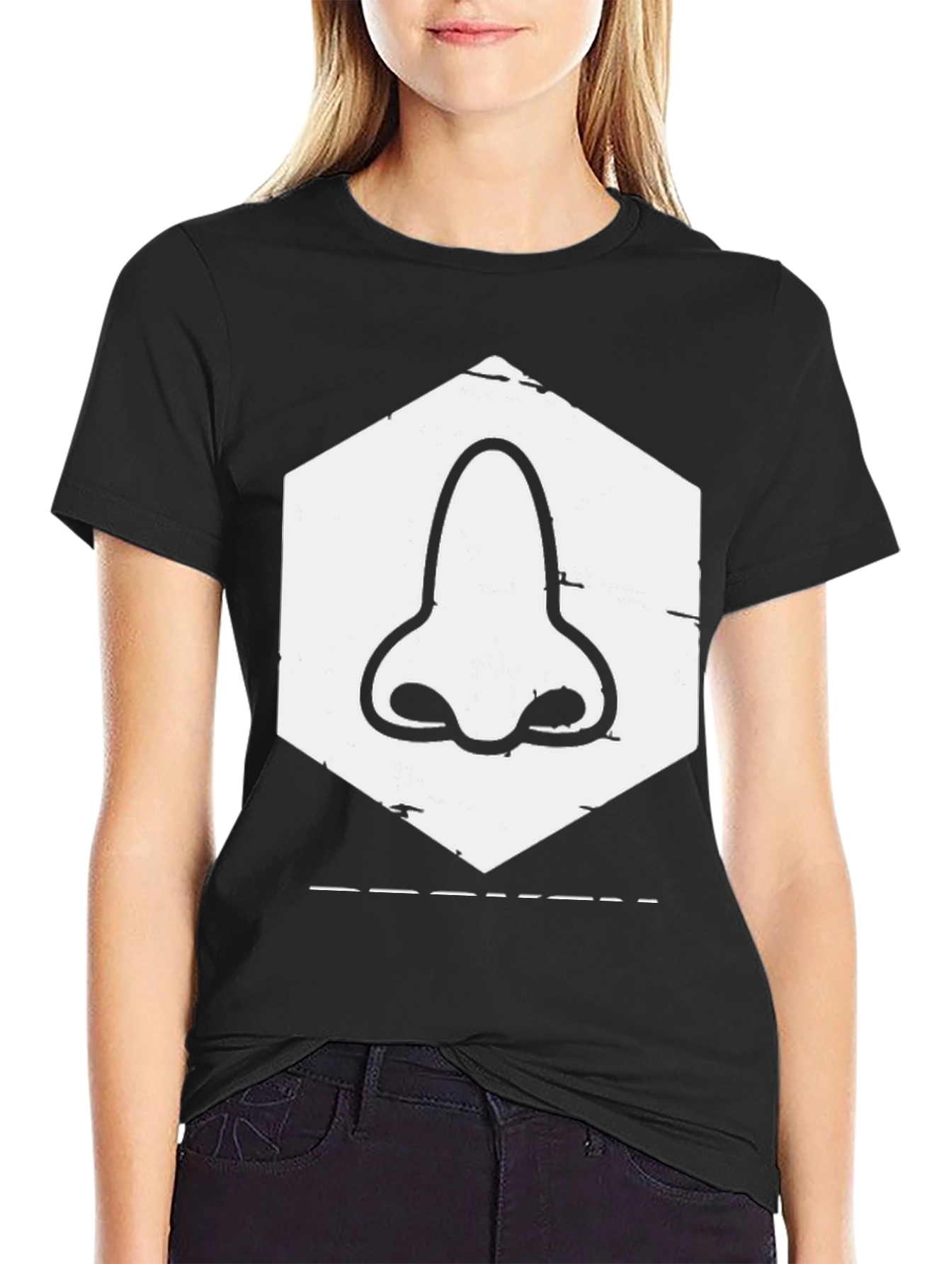 Nose Graphic Tee - Black Casual T-Shirt