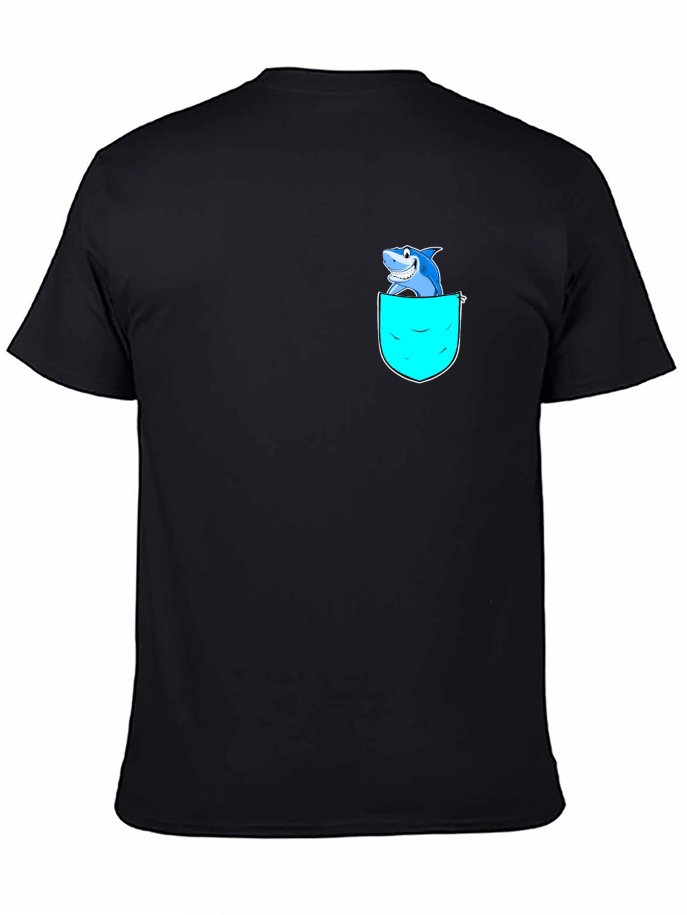 Shark Pocket Graphic T-Shirt - Black Cotton Blend