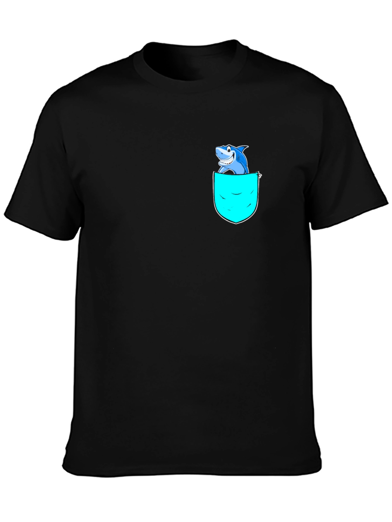 Shark Pocket Graphic T-Shirt - Black Cotton Blend