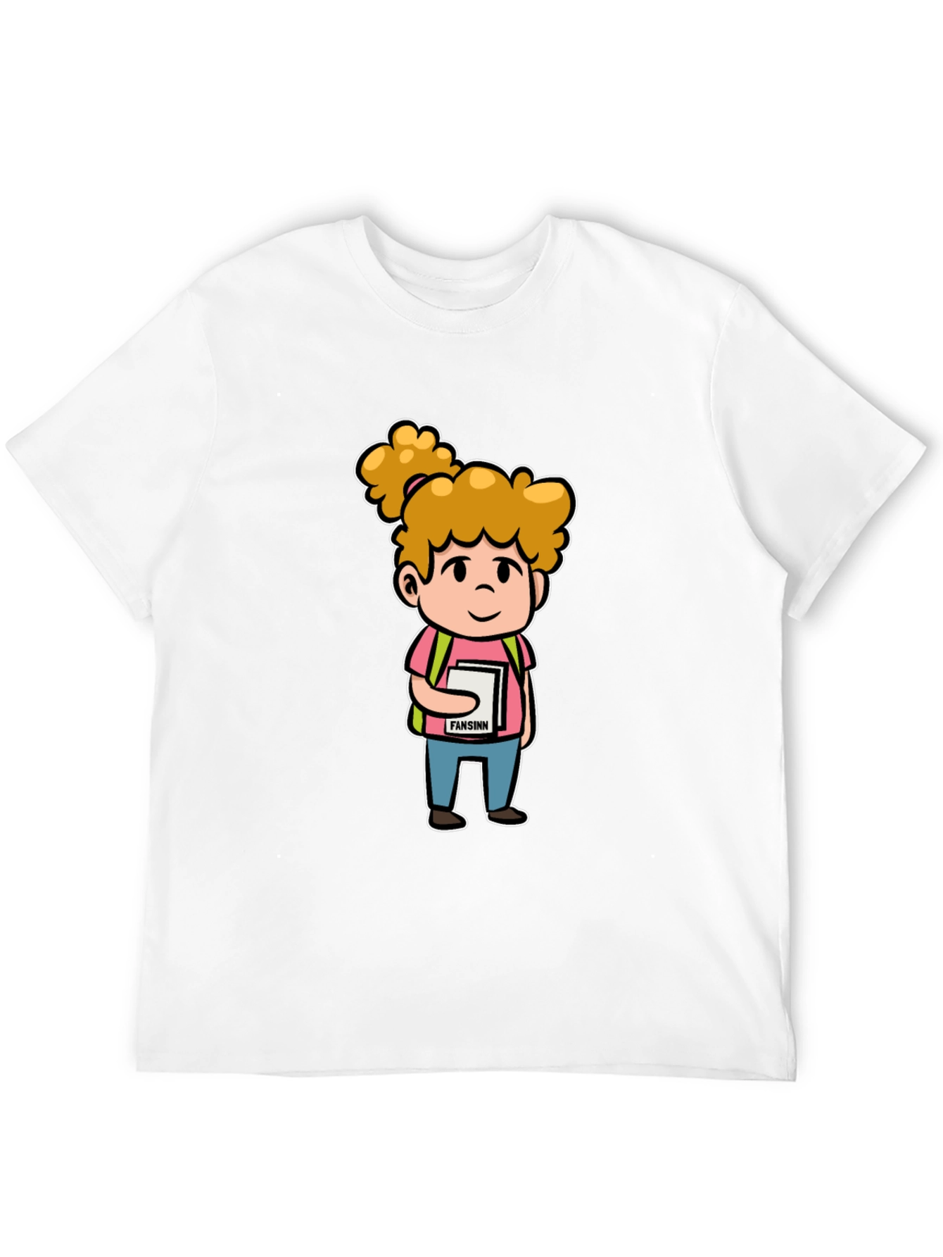Cartoon Schoolgirl Graphic Black T-Shirt