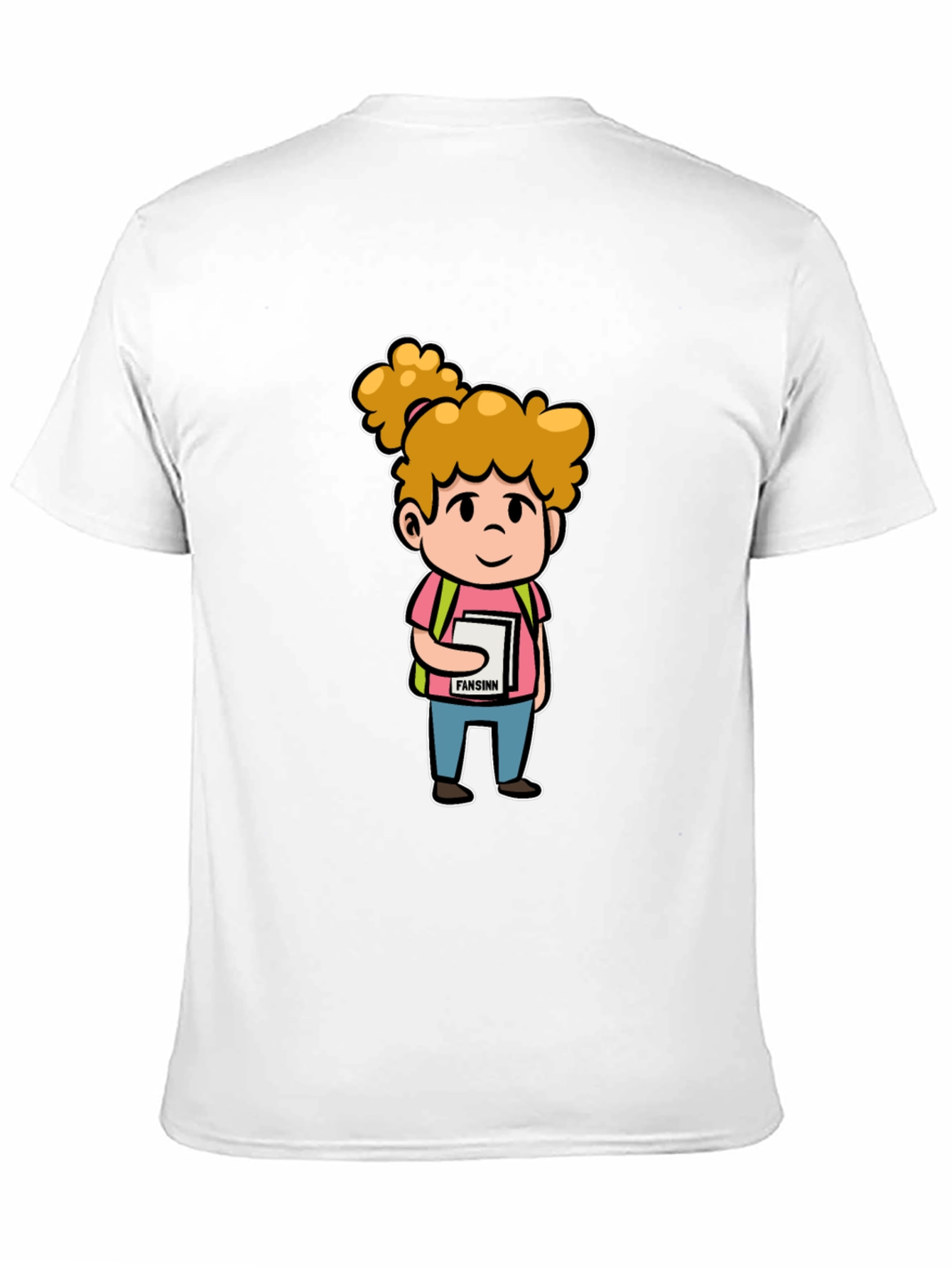 Cartoon Schoolgirl Graphic Black T-Shirt