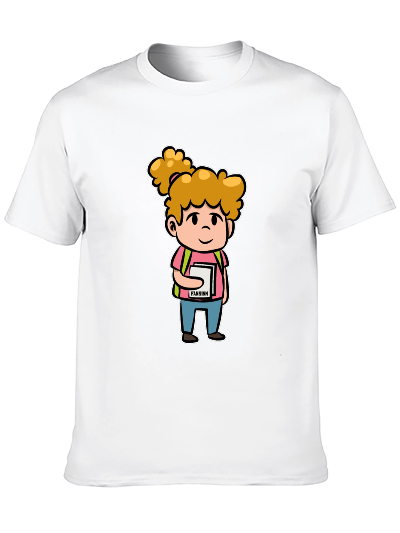 Cartoon Schoolgirl Graphic Black T-Shirt