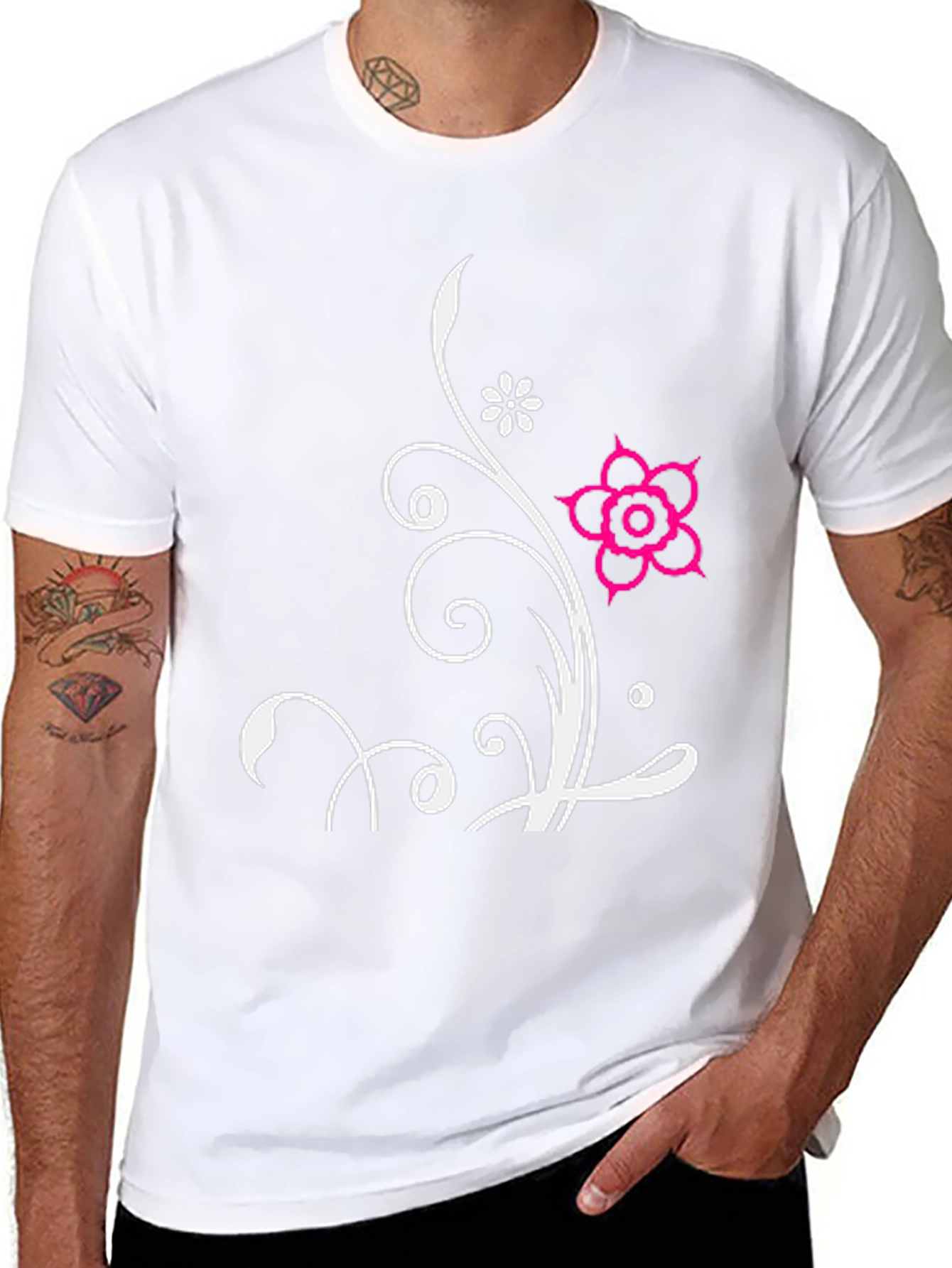Floral Design Black T-Shirt