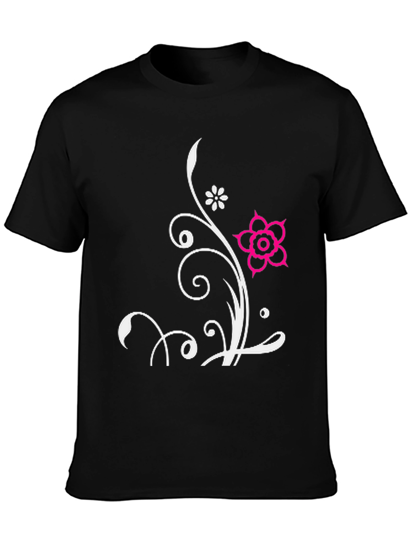 Floral Design Black T-Shirt