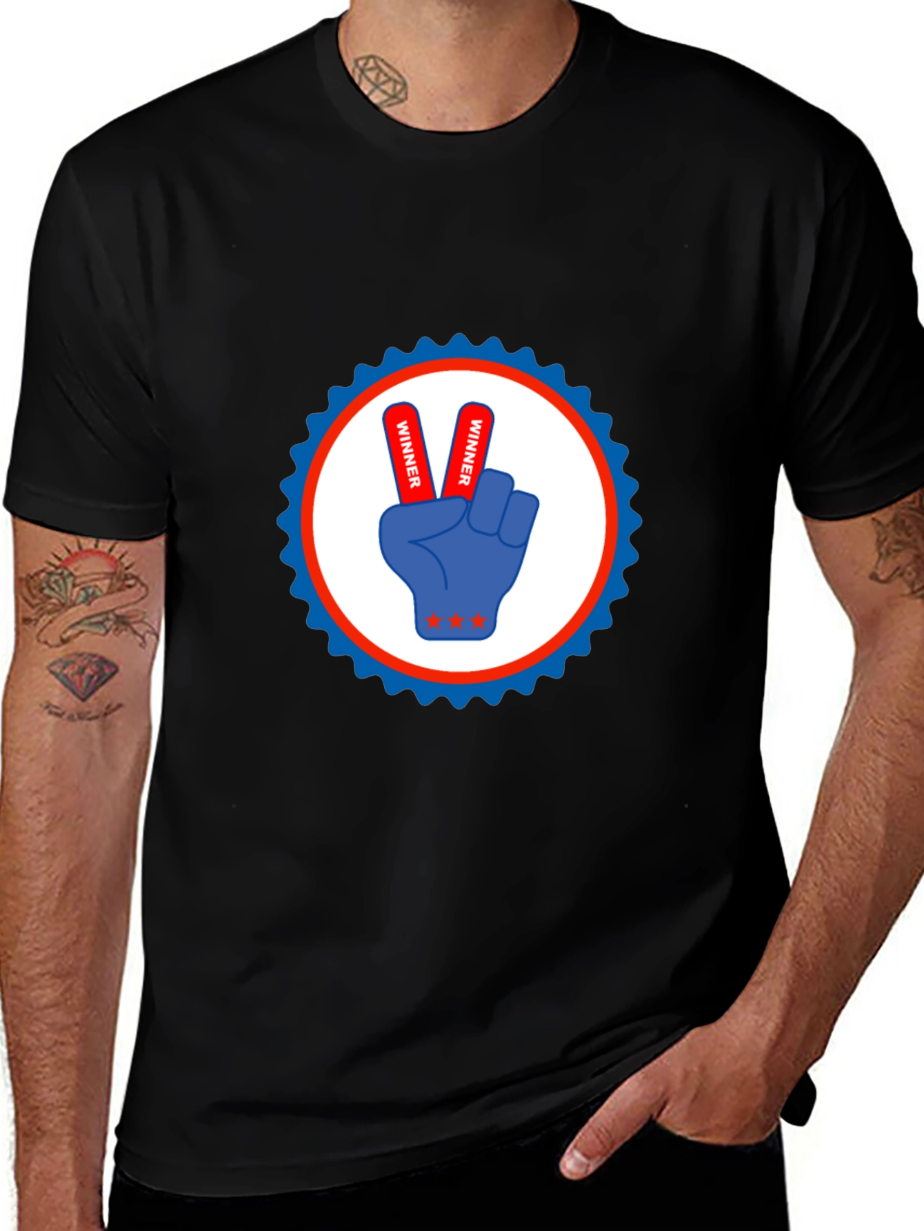 Winner Victory Graphic Tee - Stylish Black T-Shirt