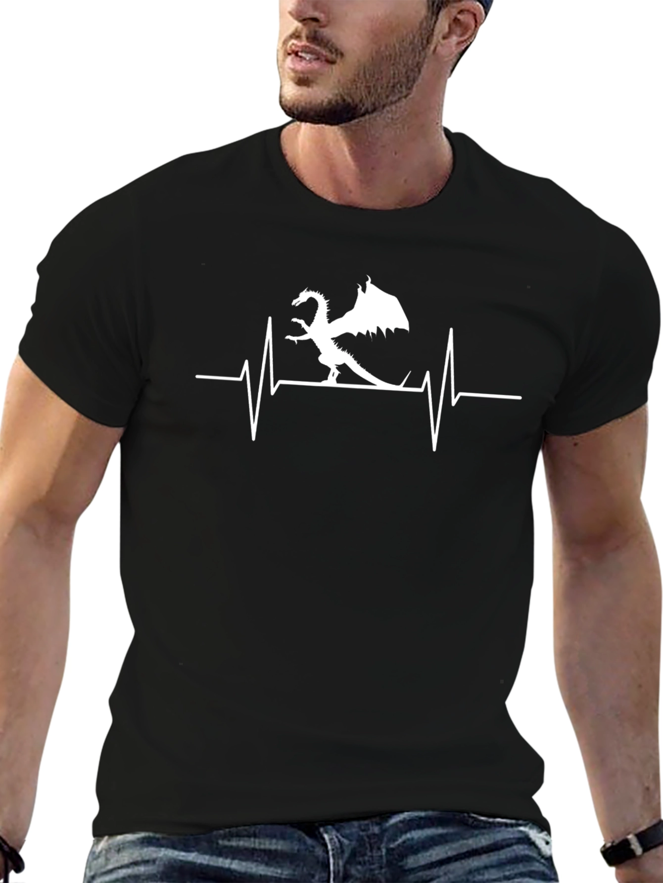 Dragon Heartbeat Graphic Tee - Black T-Shirt