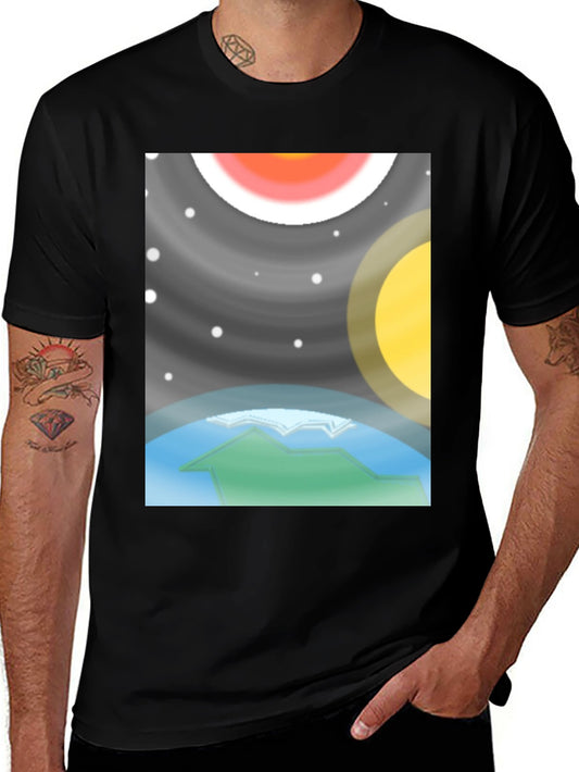 Planetary Graphic Tee - Black Cotton Comfort