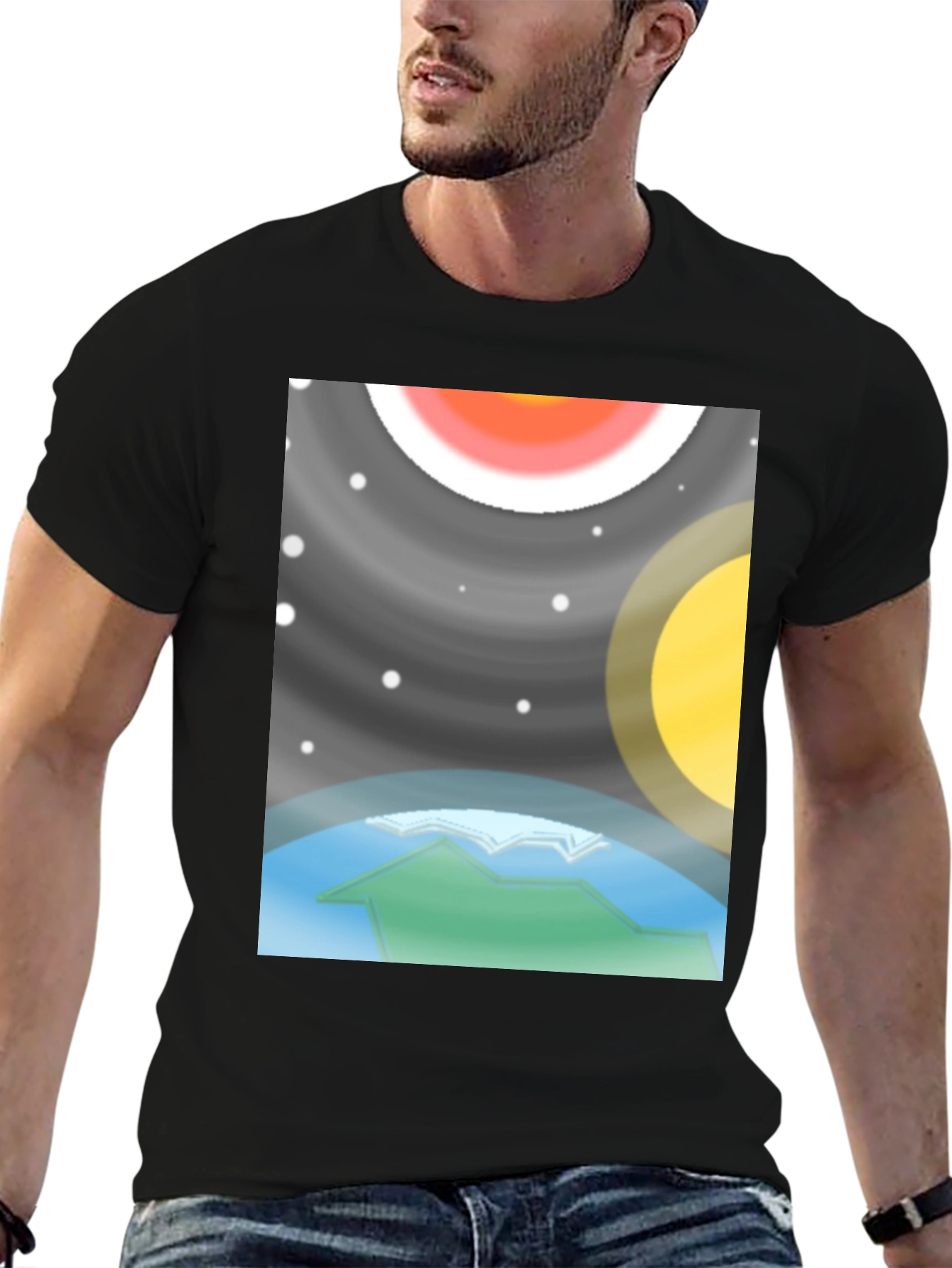 Planetary Graphic Tee - Black Cotton Comfort