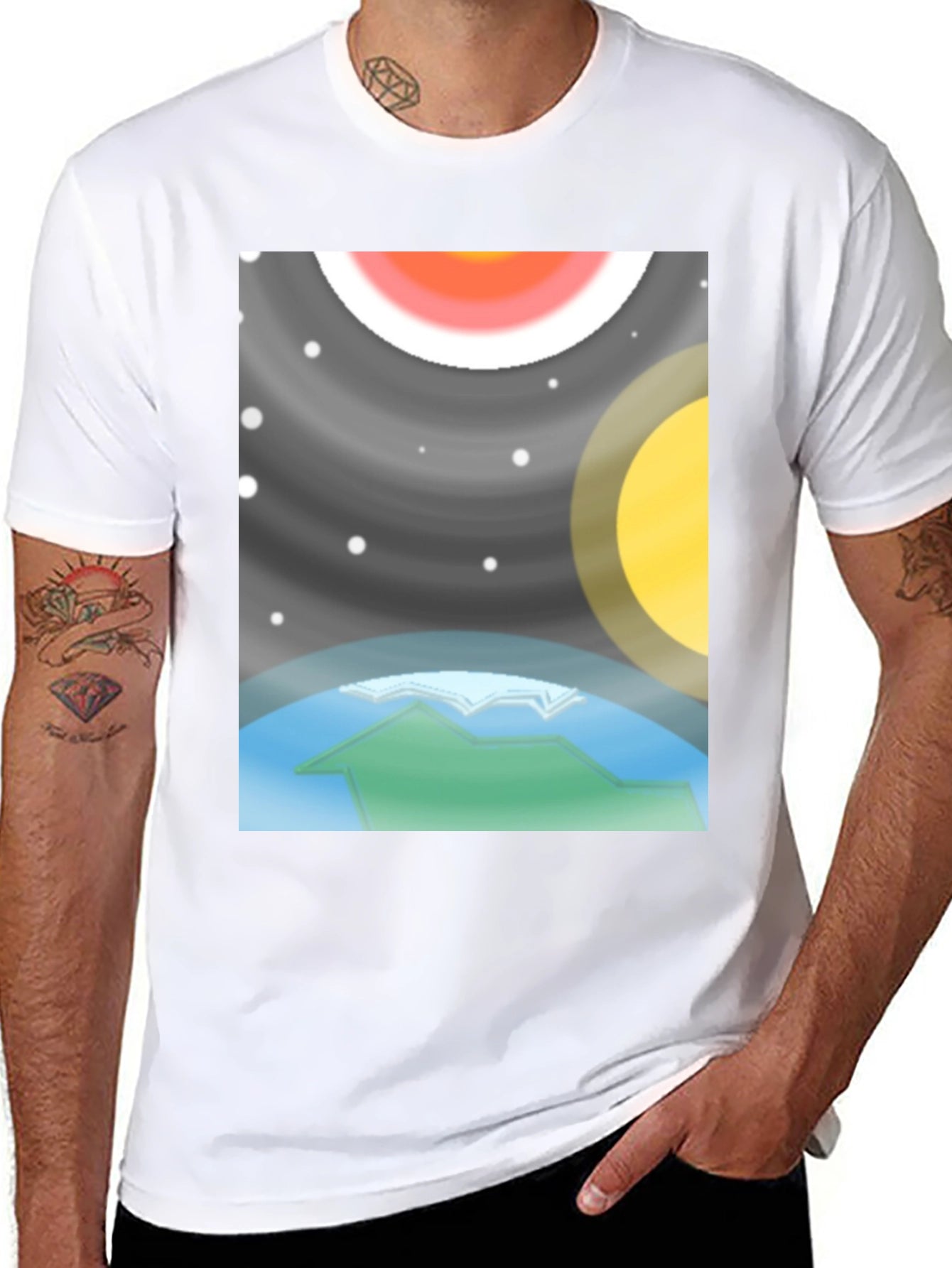 Planetary Graphic Tee - Black Cotton Comfort