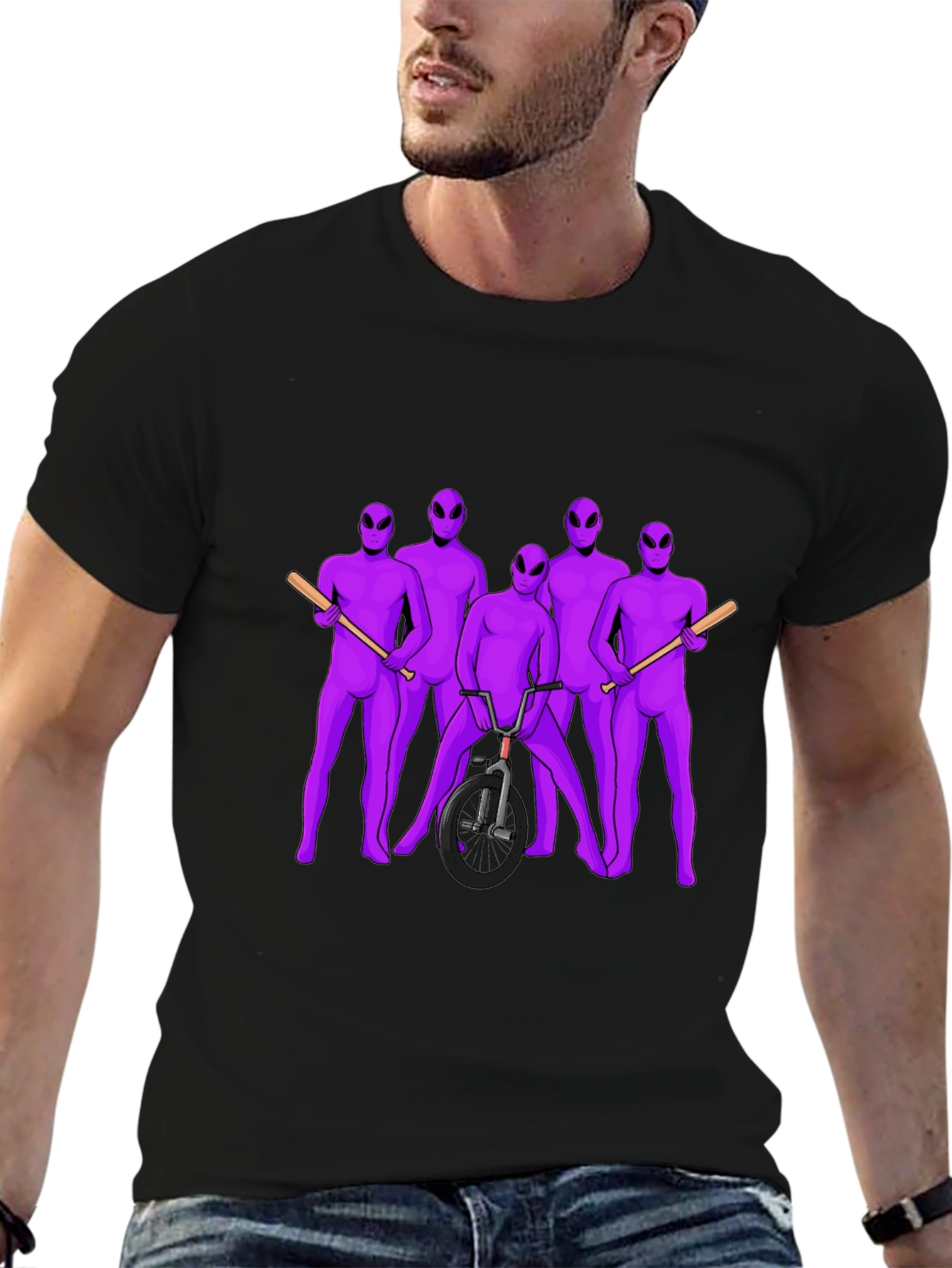 Alien Gangster Graphic T-Shirt - Mens Black Tee