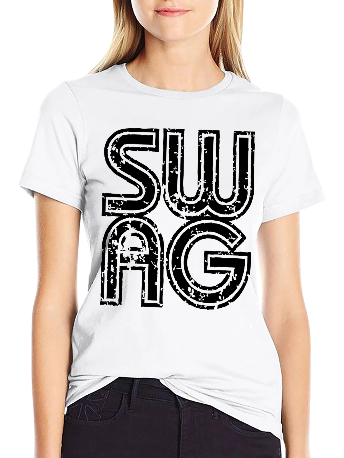 Mens Black SWAG Graphic Print T-Shirt