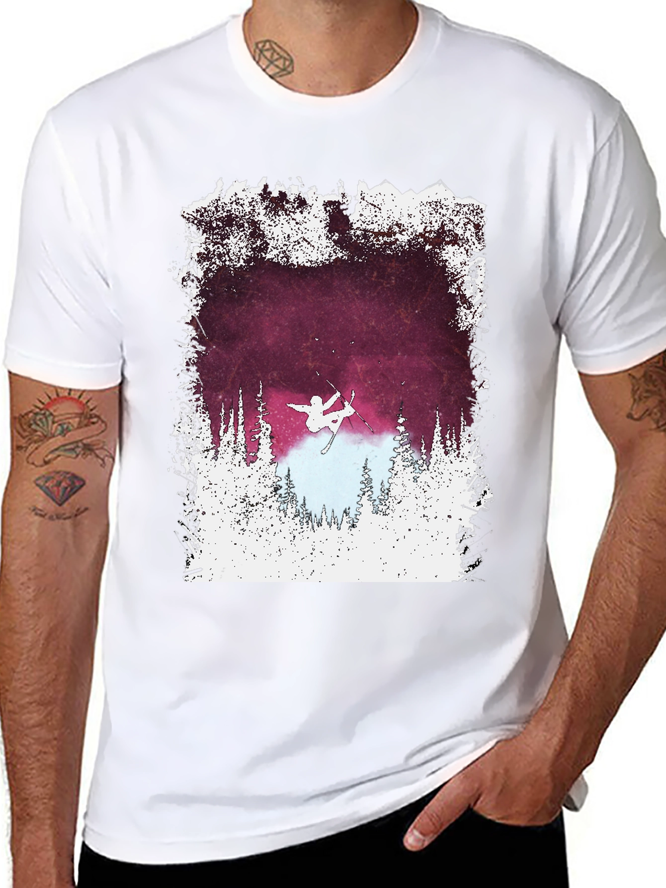 Skiing Silhouette Graphic Tee