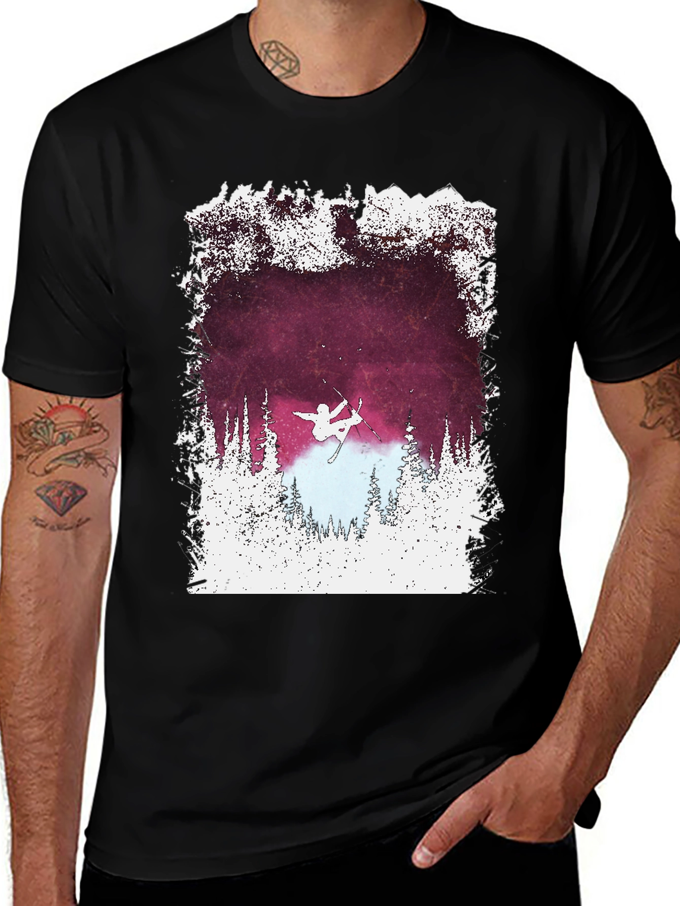 Skiing Silhouette Graphic Tee