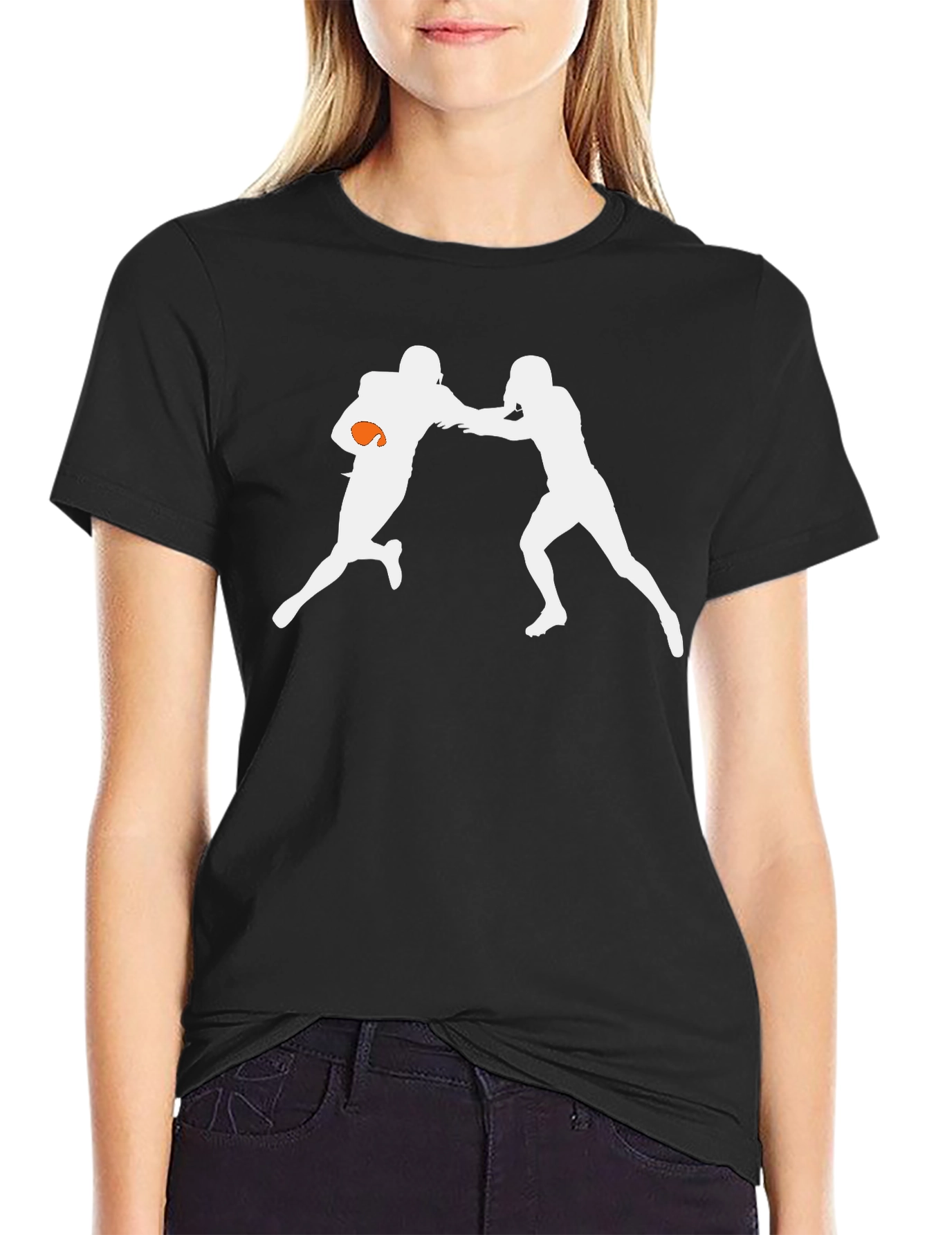 Football Players Black Graphic Tee