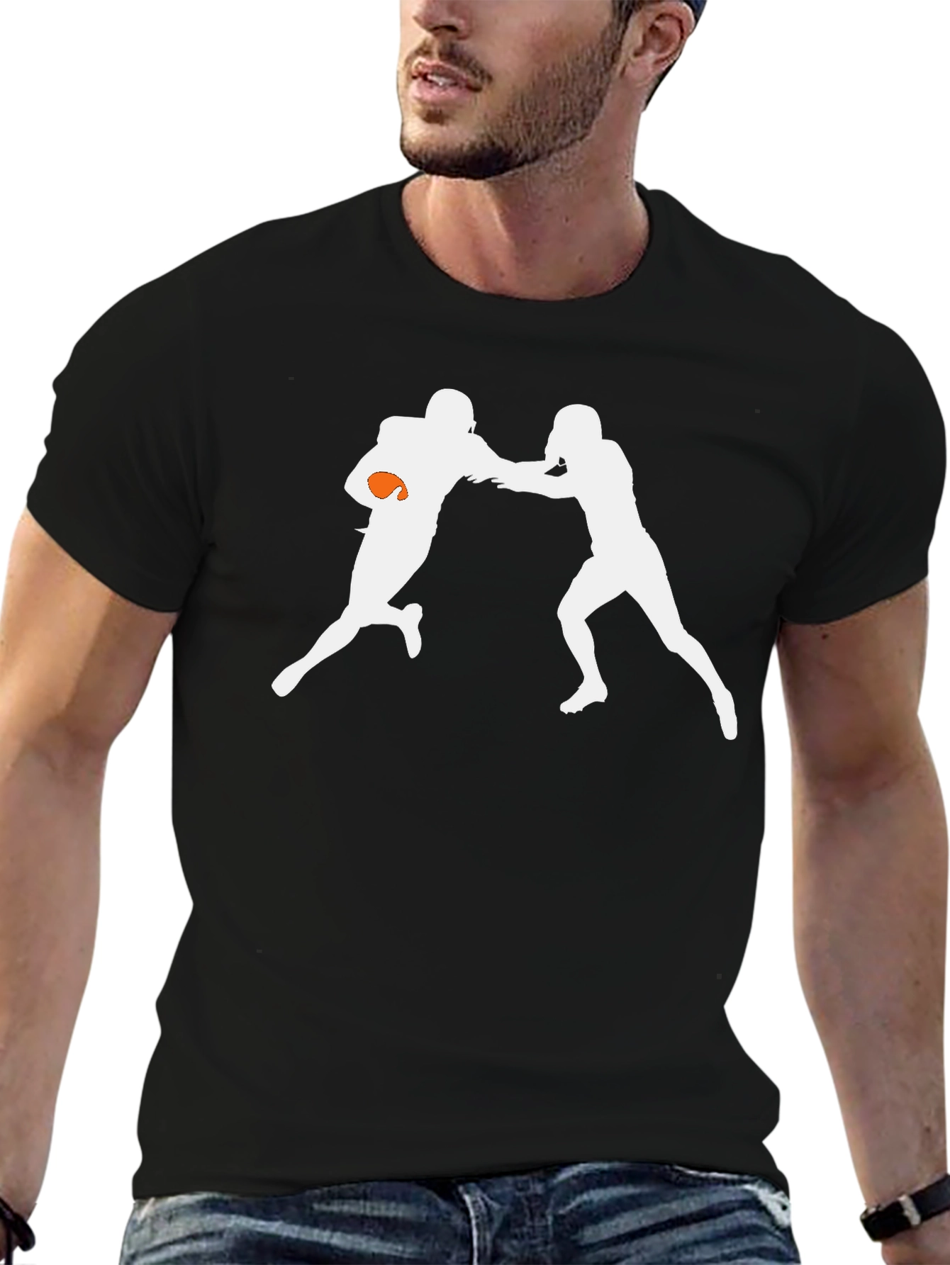 Football Players Black Graphic Tee