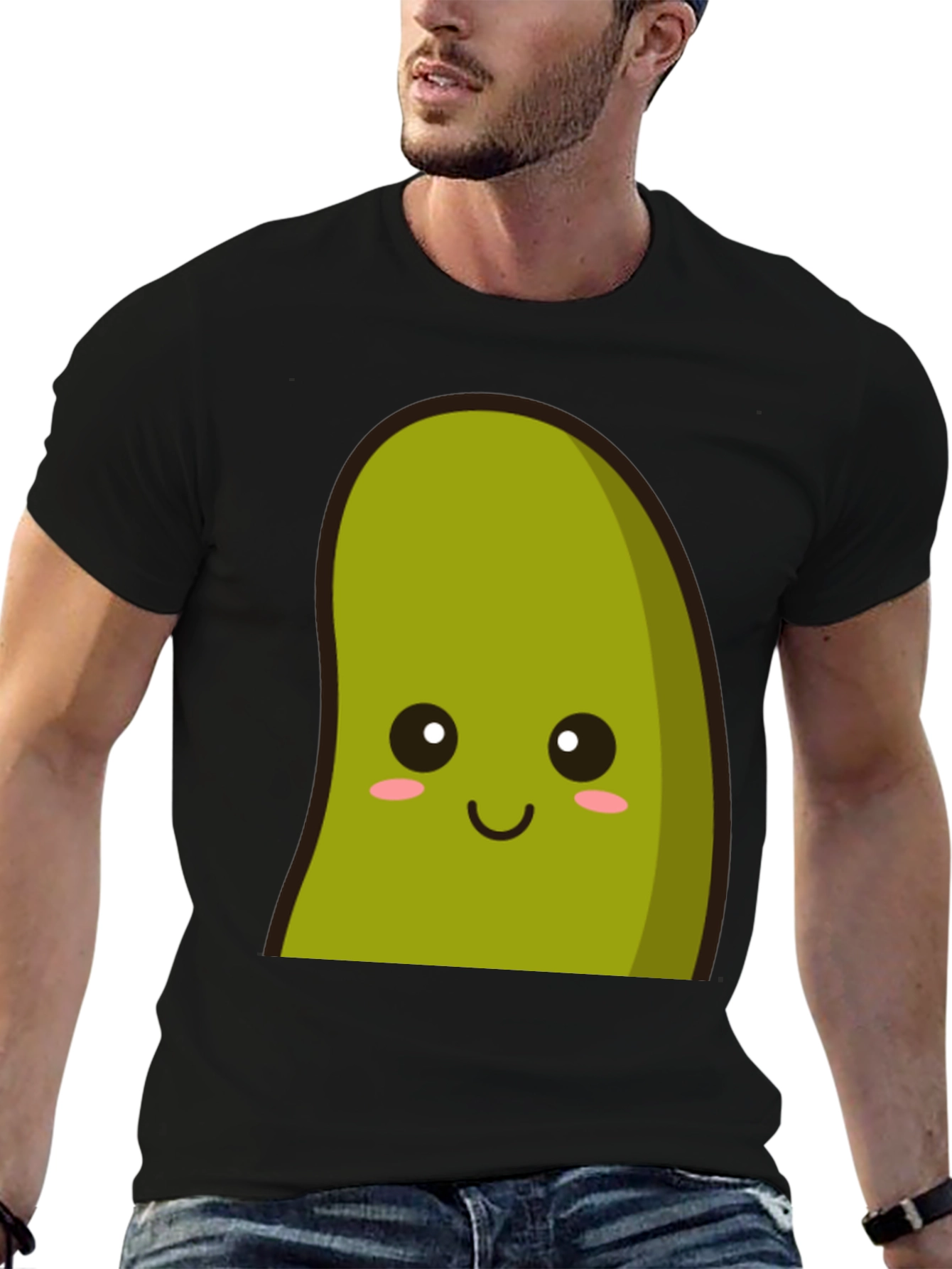 Cute Avocado Graphic Tee - Black Cotton T-Shirt
