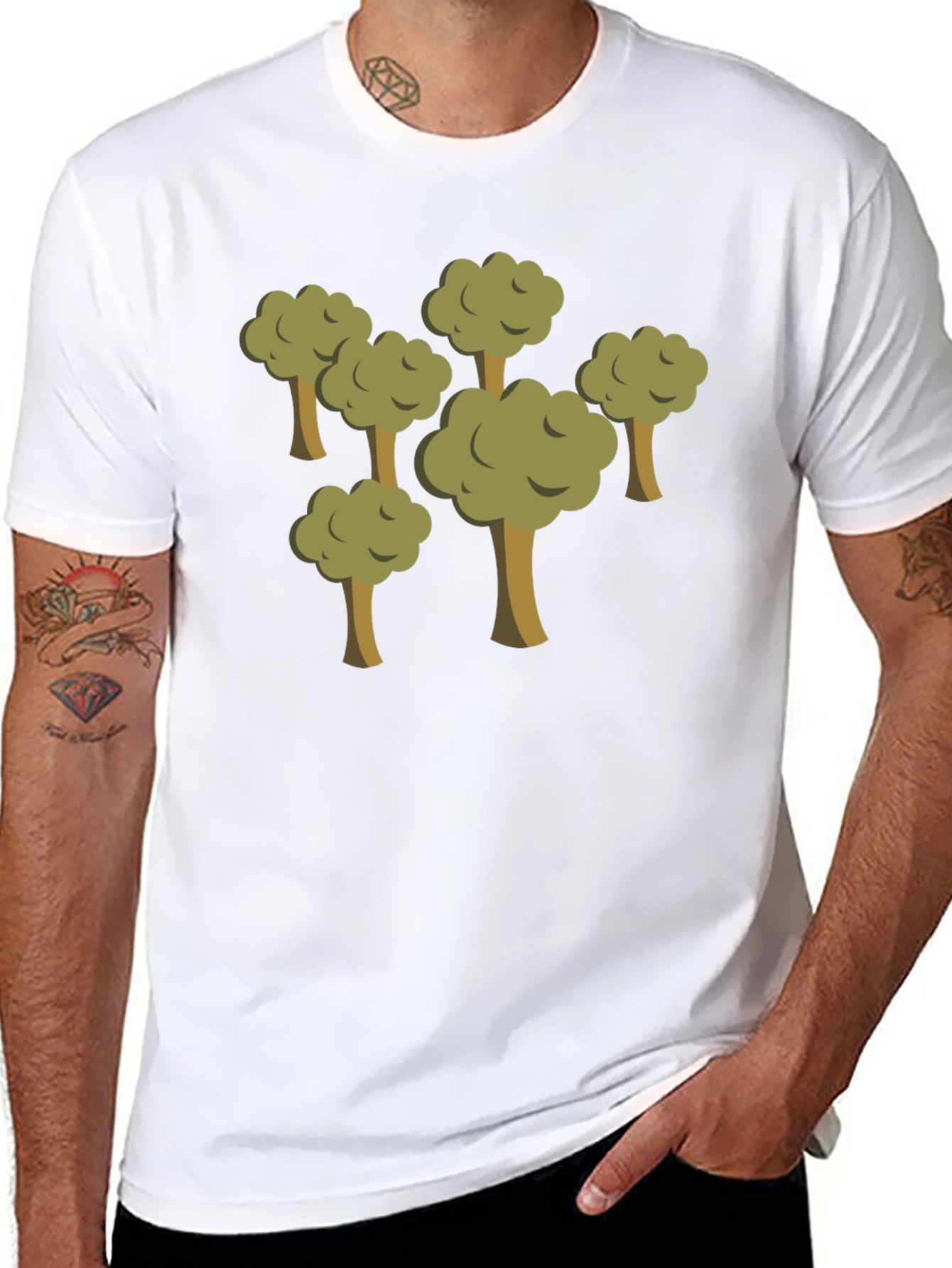 Cartoon Forest Black T-Shirt