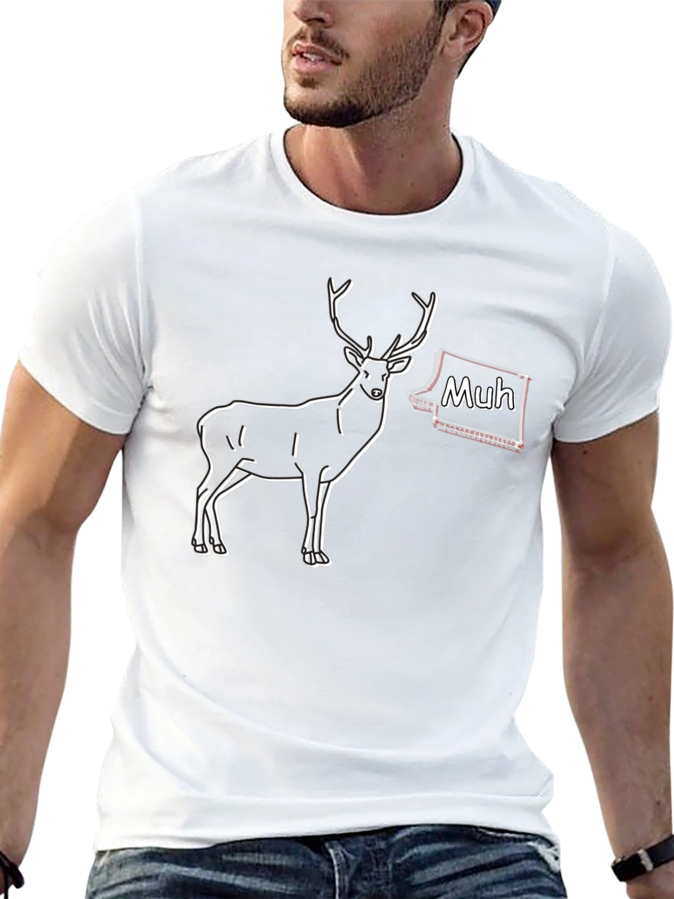 Deer Muh Graphic Black T-Shirt