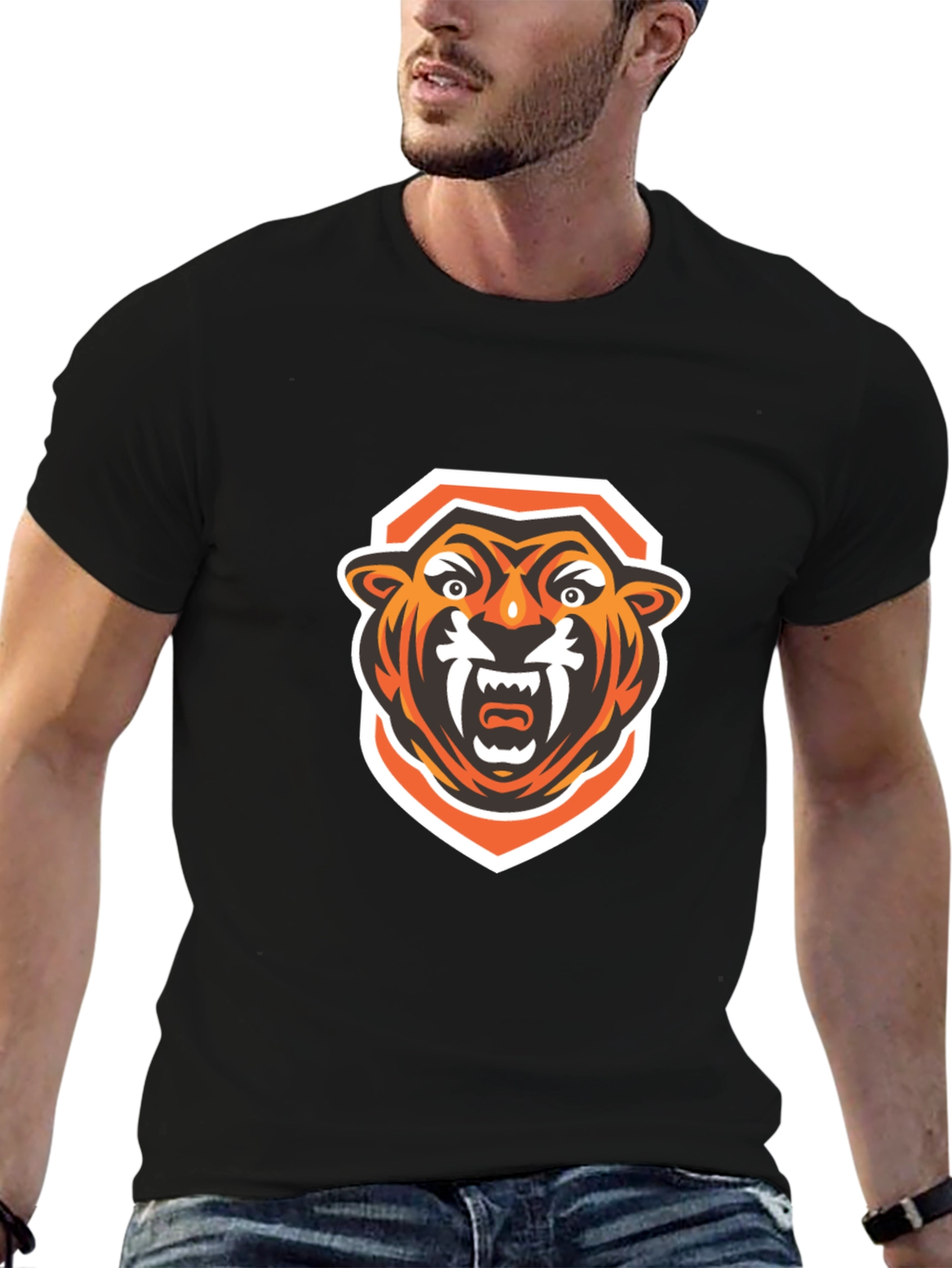 Roaring Tiger Graphic Tee - Black Cotton