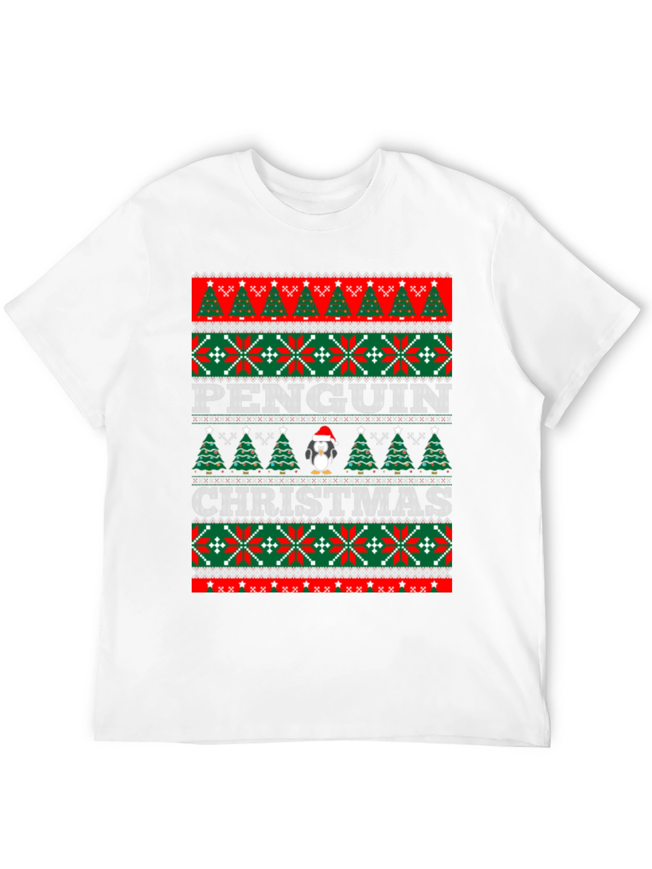 Penguin Christmas Sweater Pattern T-Shirt