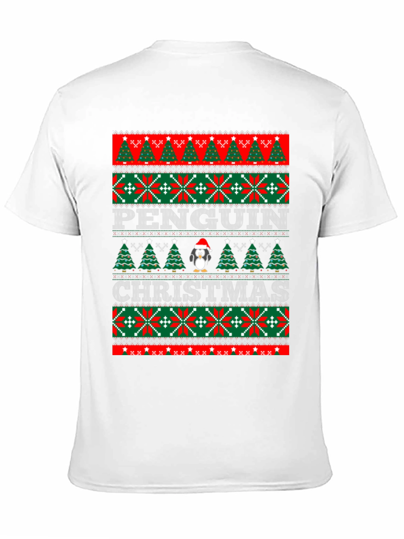 Penguin Christmas Sweater Pattern T-Shirt