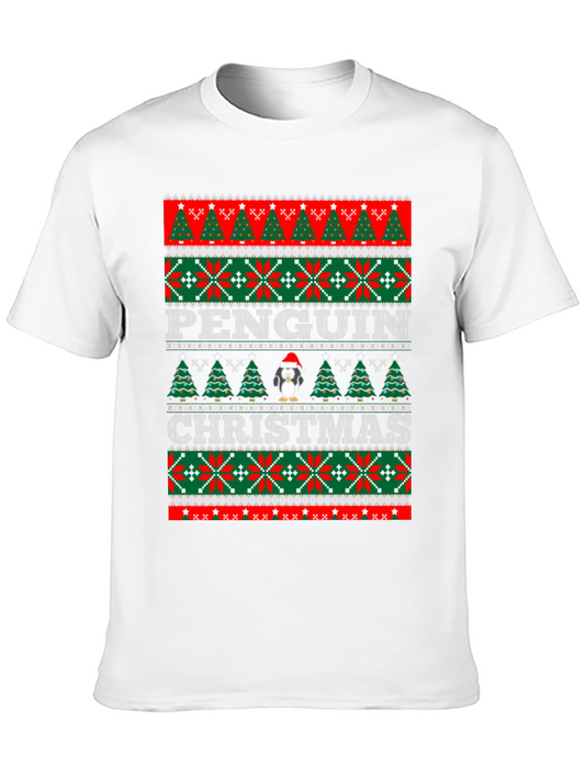 Penguin Christmas Sweater Pattern T-Shirt