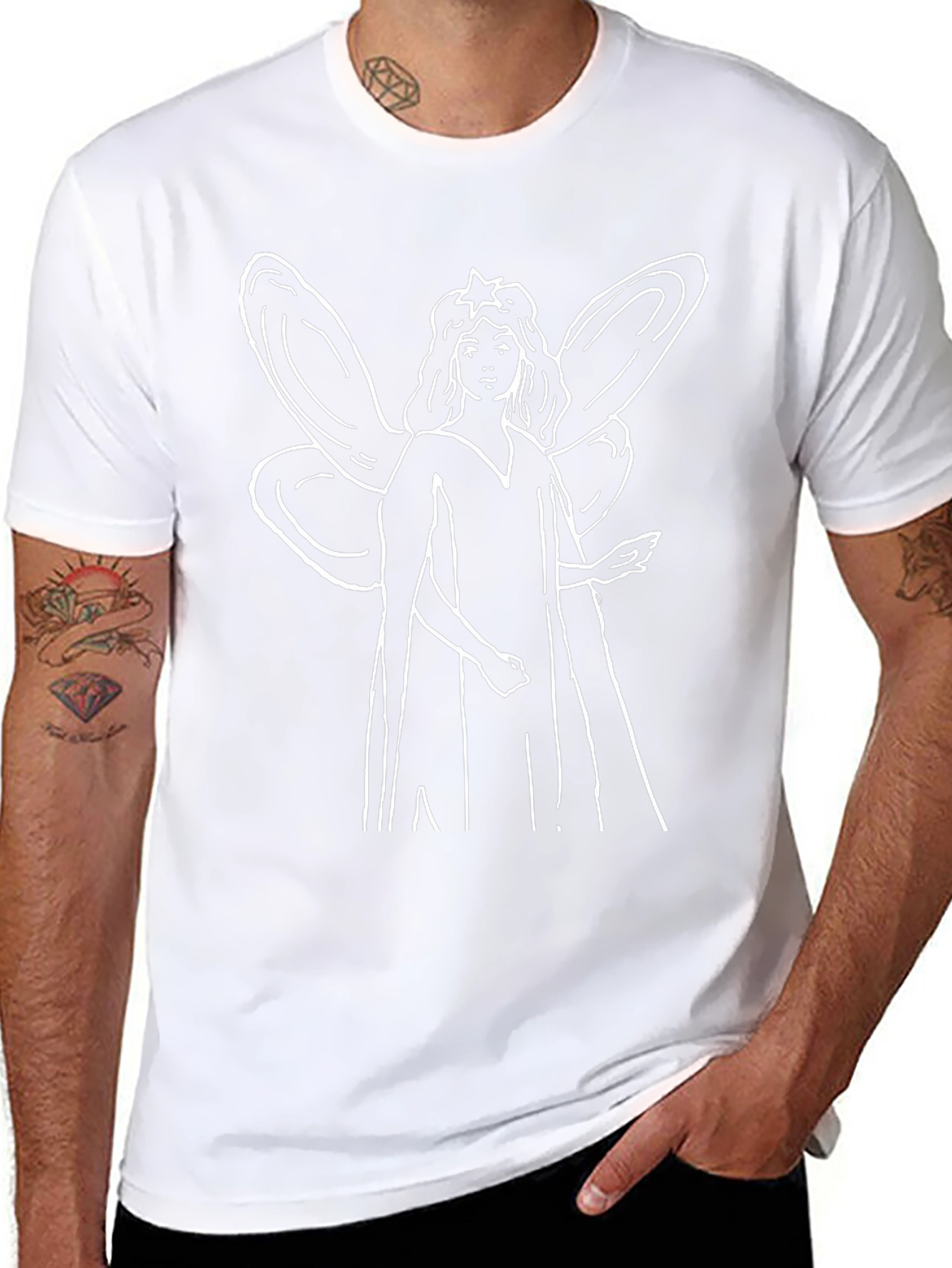 Fairy Graphic Tee - Black Cotton Blend T-Shirt