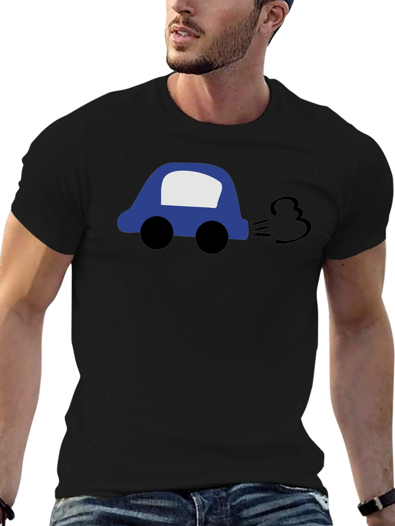 Cartoon Car Black T-Shirt