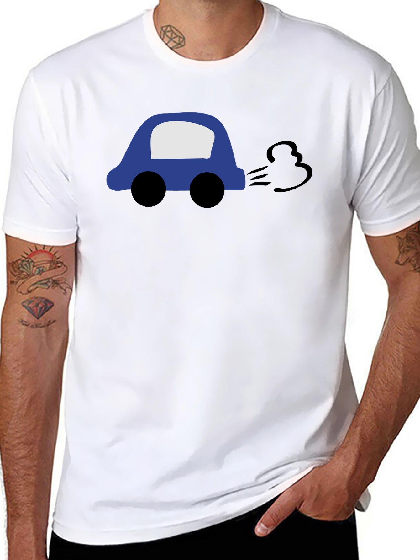 Cartoon Car Black T-Shirt