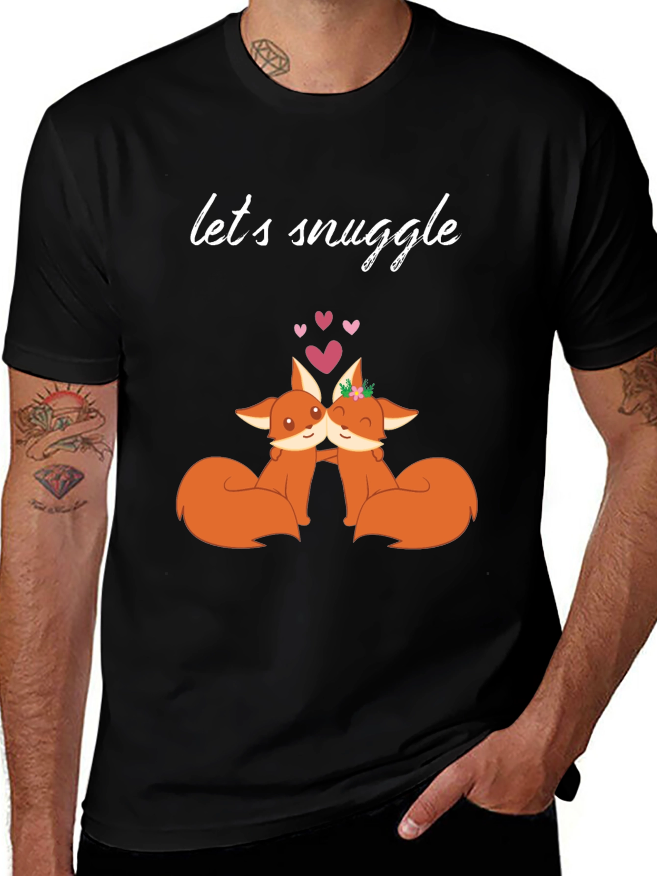 Snuggle Foxes Graphic Tee - Cute Couple Shirt
