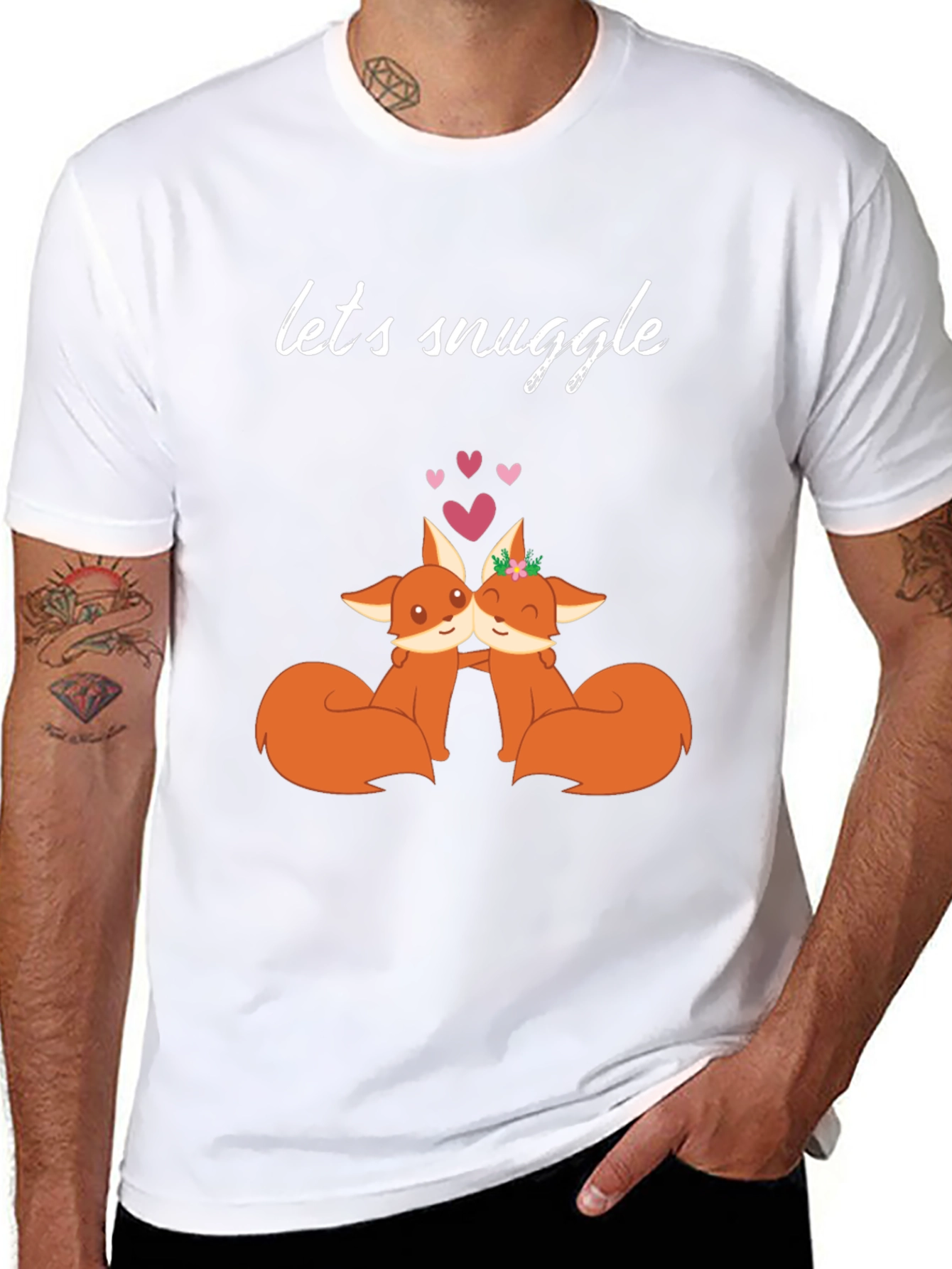 Snuggle Foxes Graphic Tee - Cute Couple Shirt