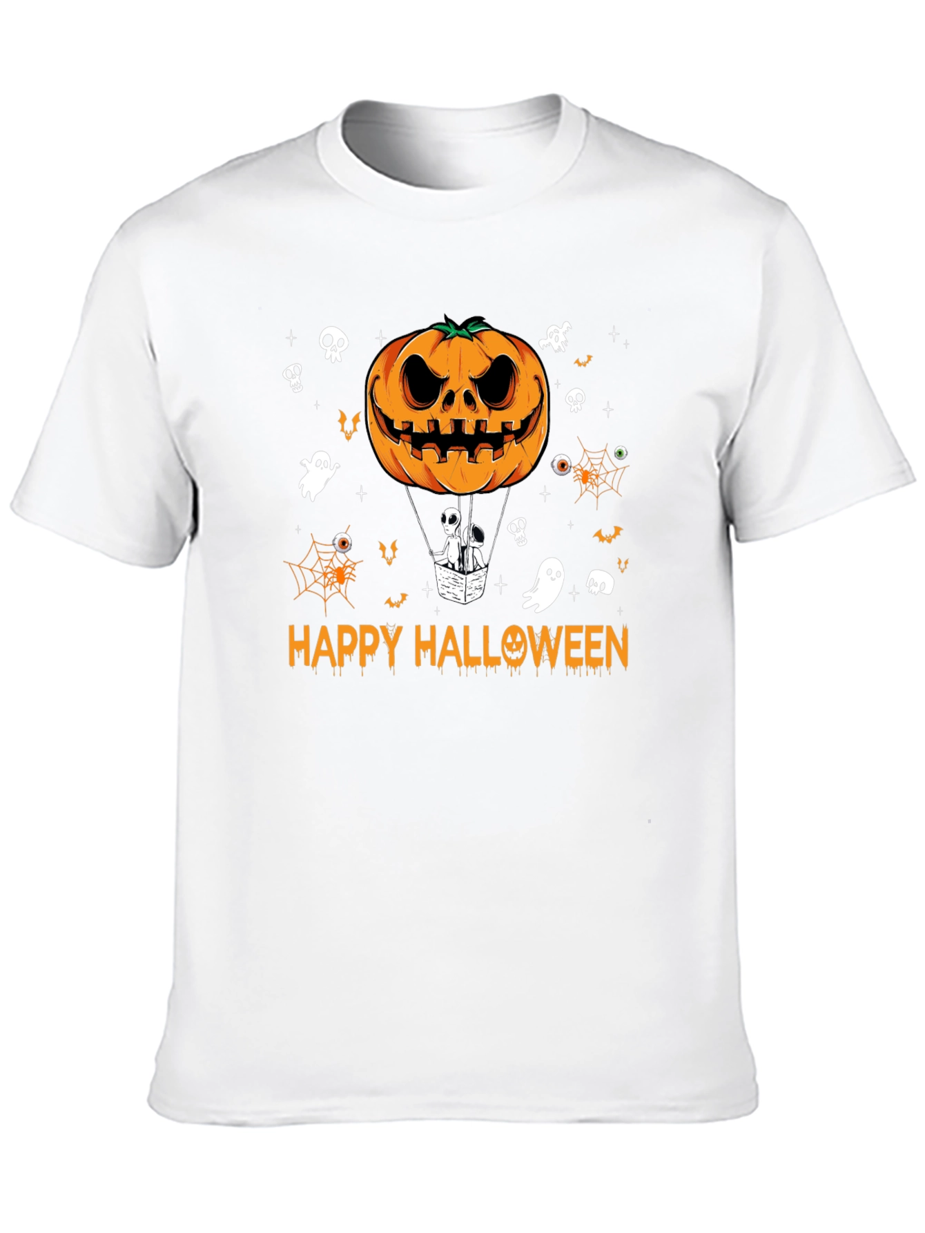 Happy Halloween Pumpkin Hot Air Balloon Black T-Shirt