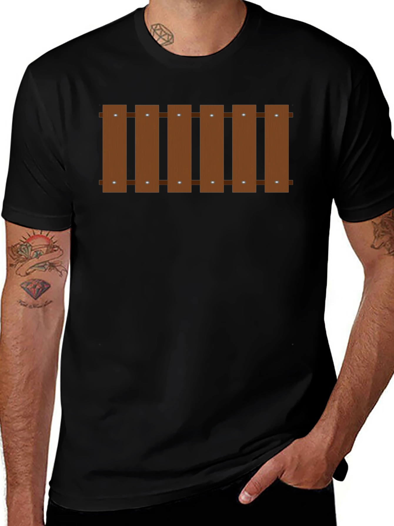 Novelty Fence Graphic T-Shirt - Black