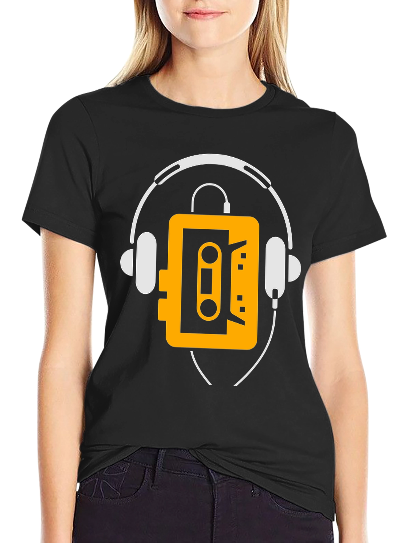 Retro Cassette Player Headphone Graphic Tee