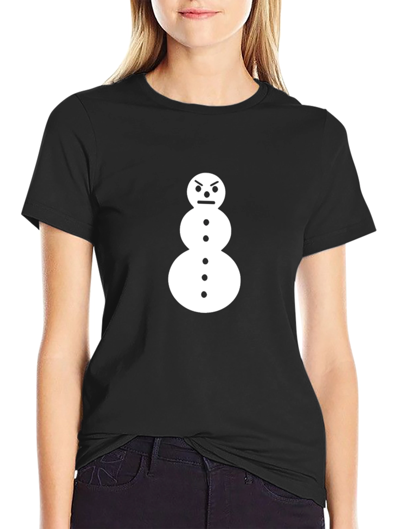 Grumpy Snowman Black T-Shirt
