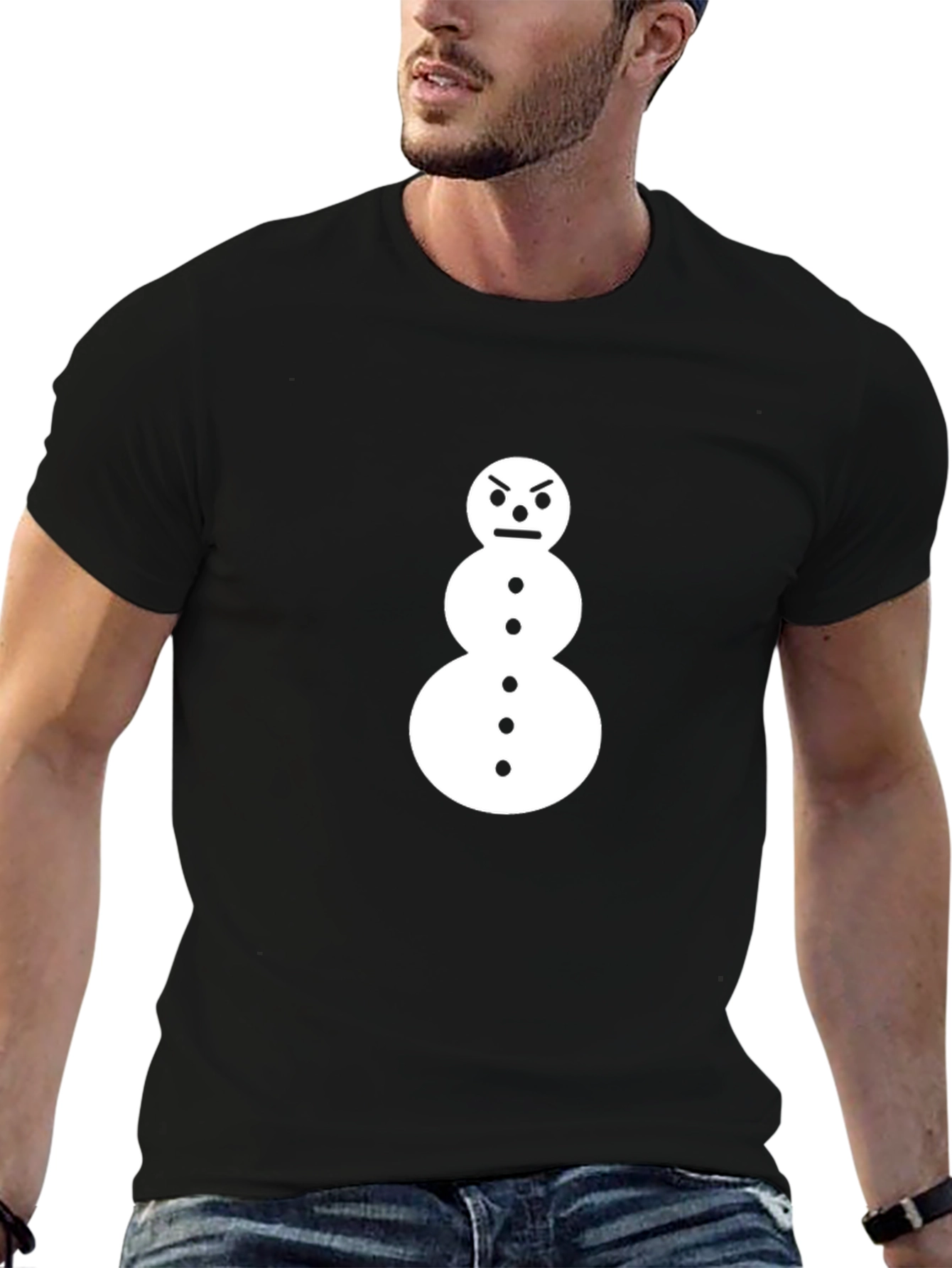Grumpy Snowman Black T-Shirt