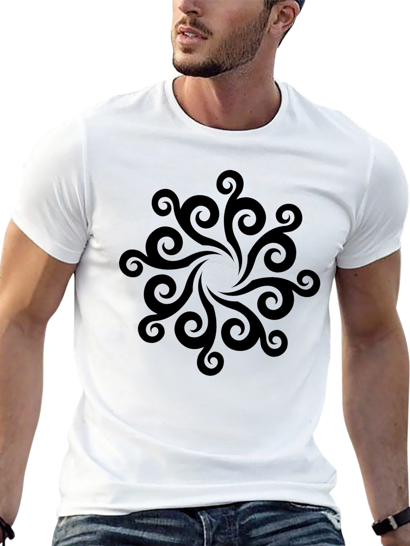 Swirl Pattern Black T-Shirt