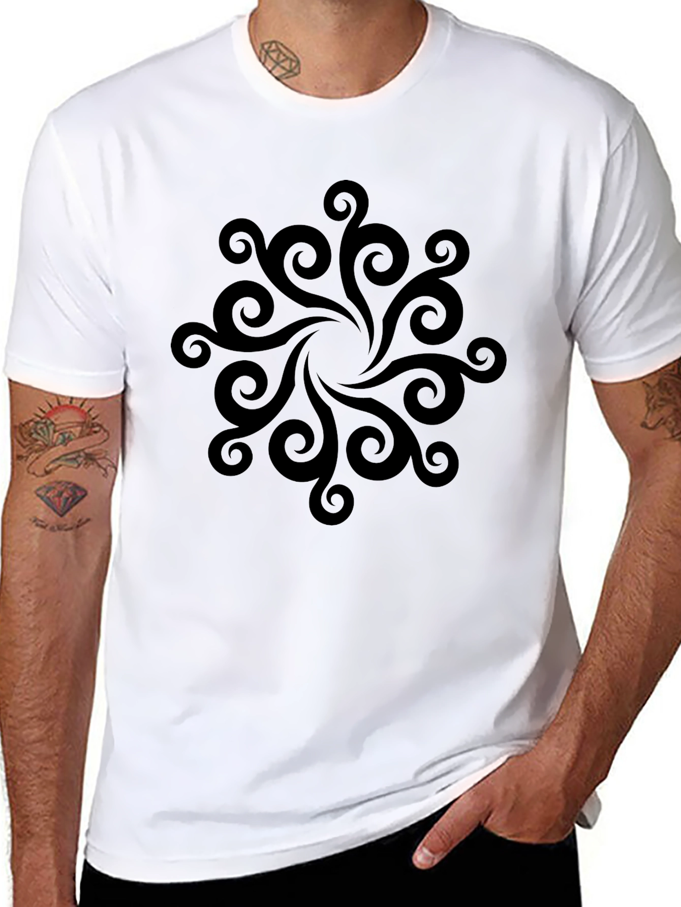 Swirl Pattern Black T-Shirt