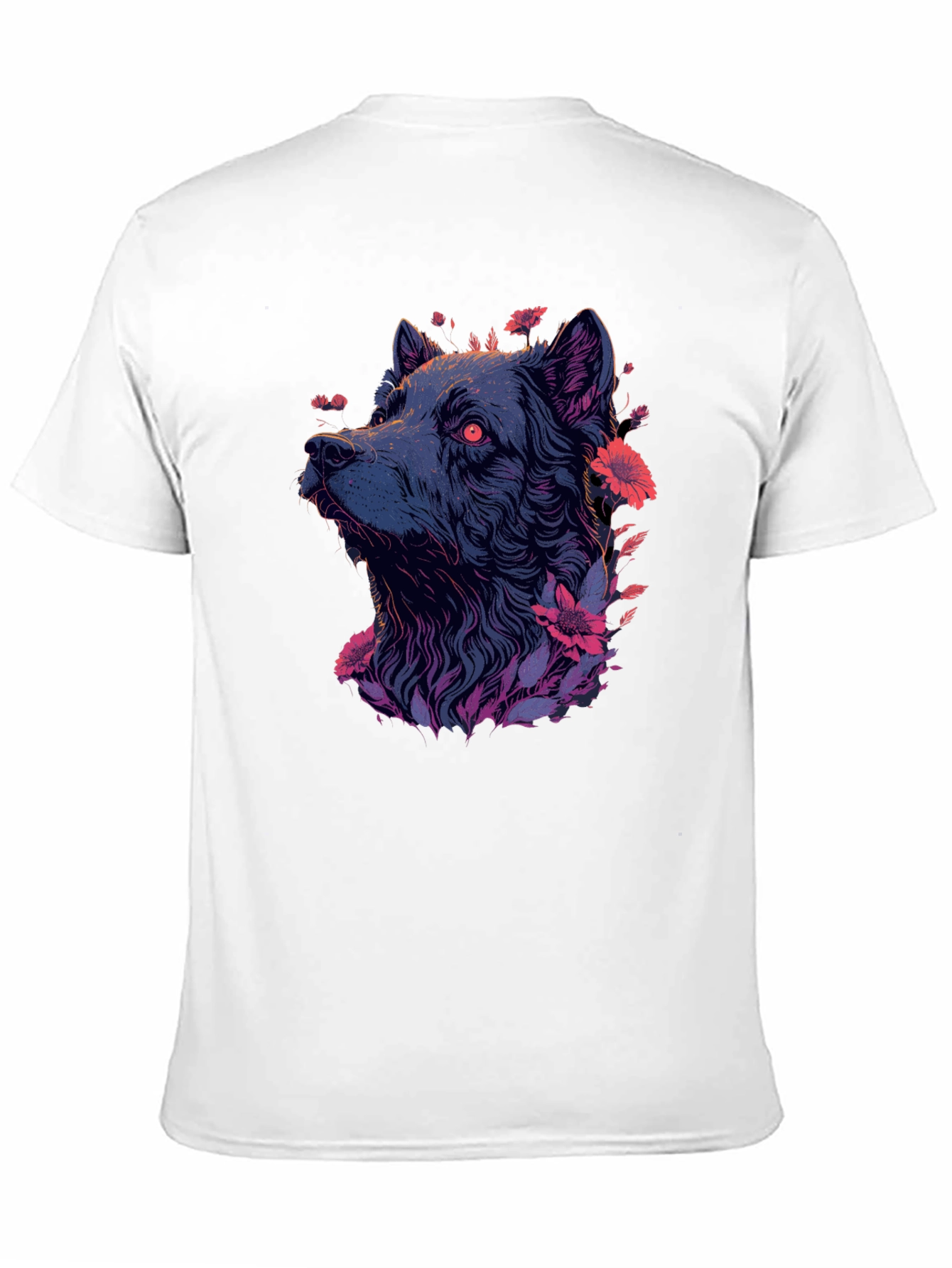 Floral Wolf Graphic Tee - Mens Black T-Shirt