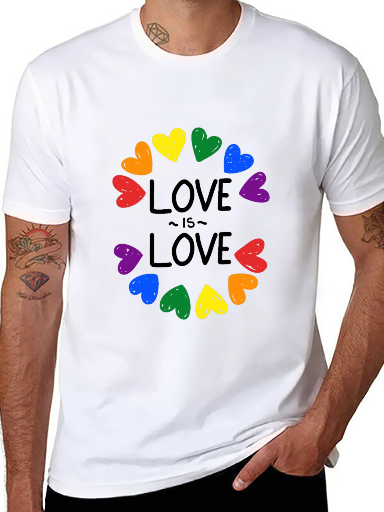 Love Is Love Rainbow Hearts Graphic Tee